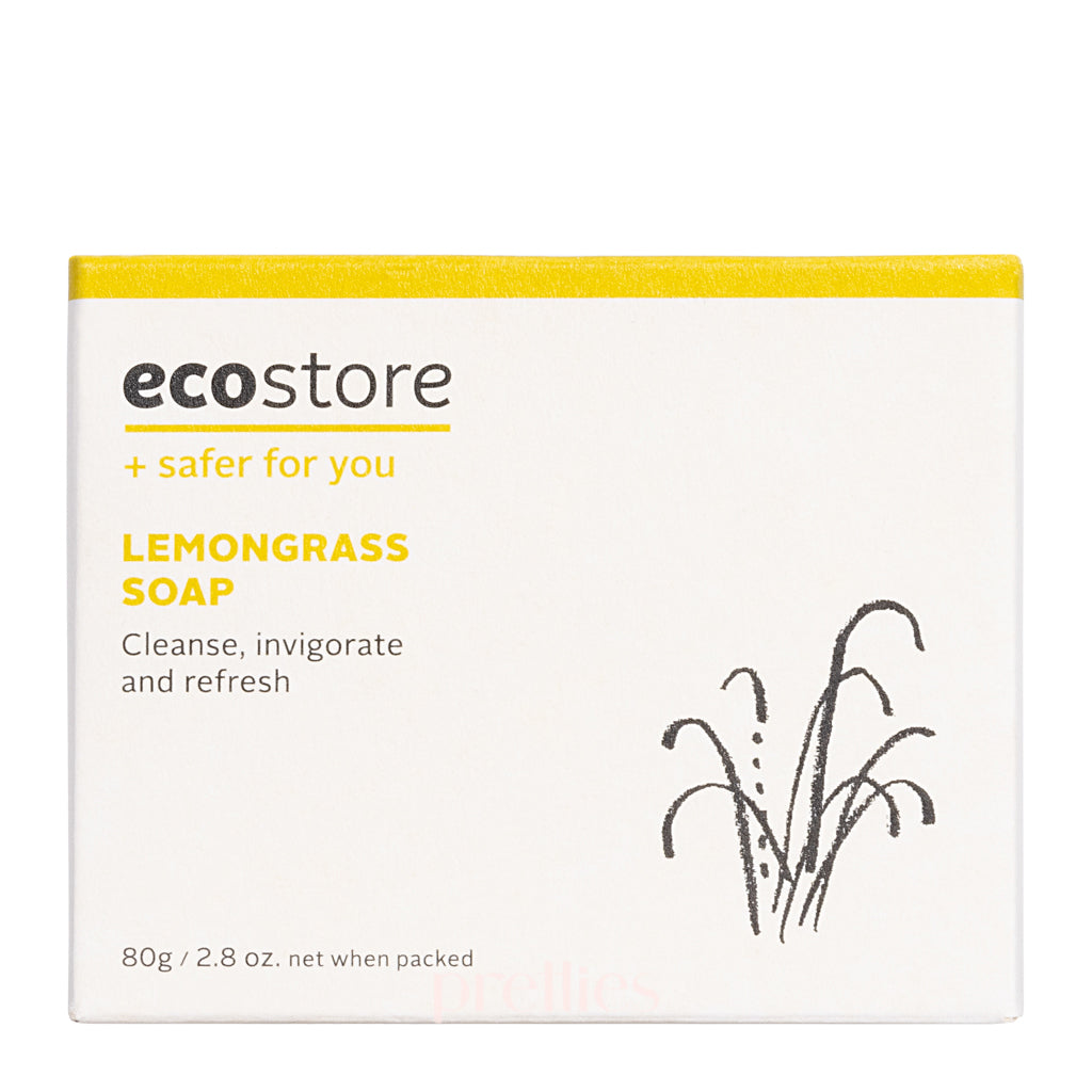 Ecostore Lemongrass Natural Soap Bar 80g (Pack of 2) - Refreshing & Antibacterial for Face & Body - Perfect for Daily Use, Travel & Eco-Friendly Bathroom