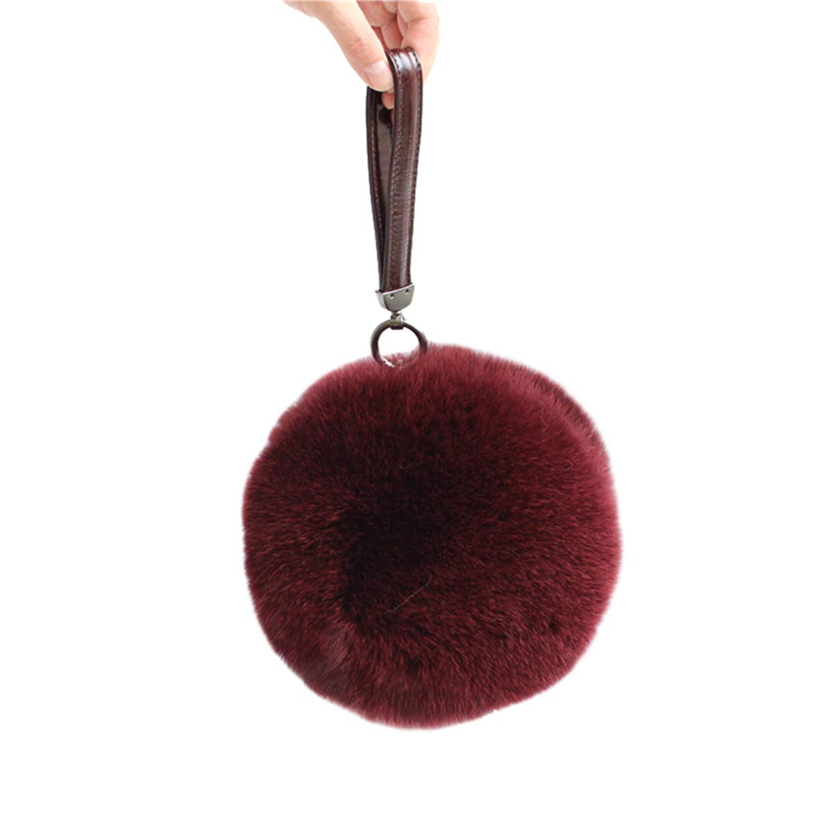 KAISHIN Women's Real Fox Fur Wallet - Elegant Shoulder Bag & Coin Purse in Wine Red | Casual Luxury Accessory for Parties, Date Nights & Special Occasions
