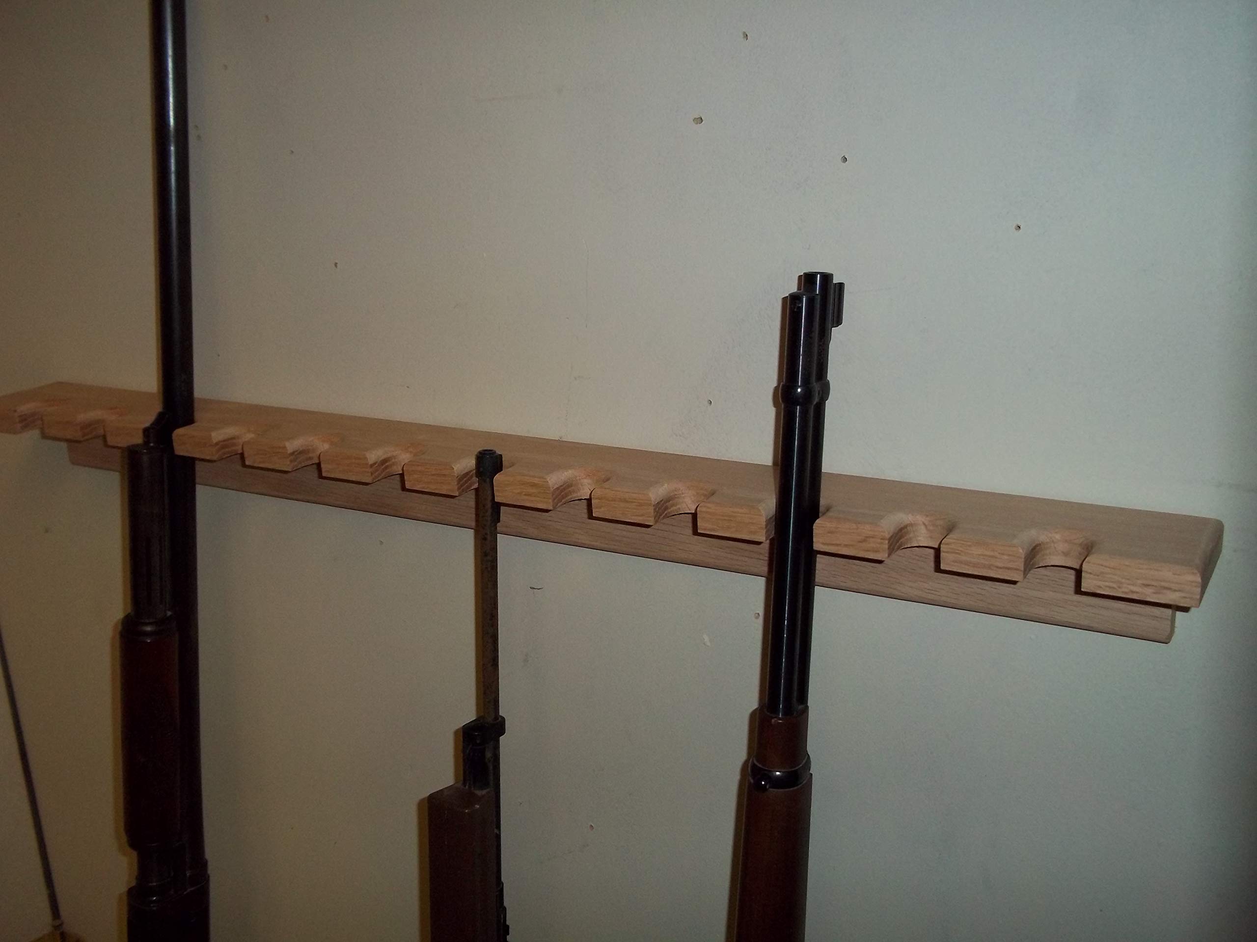 3 Pack Oak Closet Gun Rack - Single Barrel Rifle Storage for Home, Cabin & Hunting | Space Saving Wall Mount Gun Holder