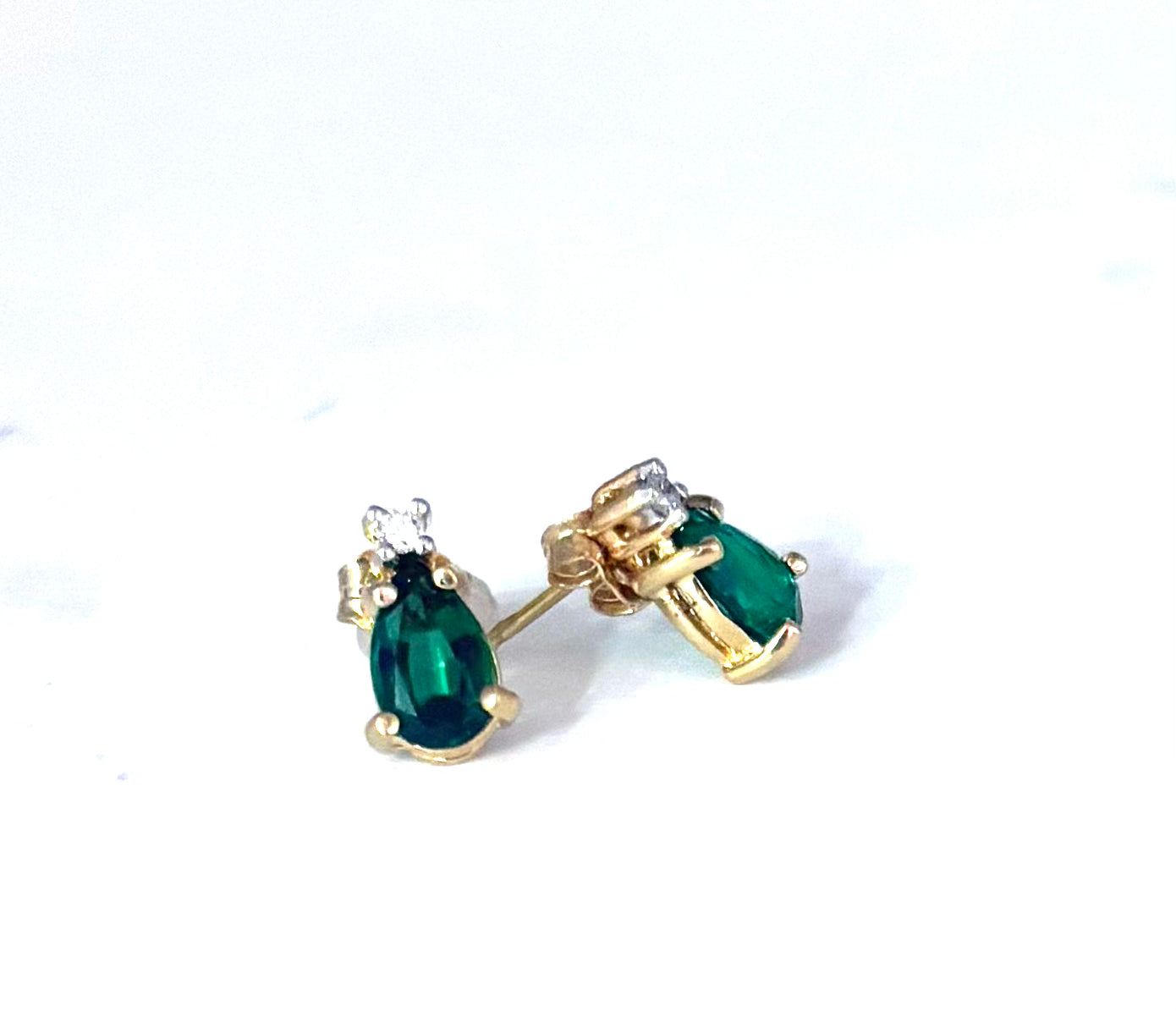 14K Gold Emerald Pear Stud Earrings for Women - Dainty Green Gemstone Jewelry Gift for Birthday, Anniversary & Special Occasions