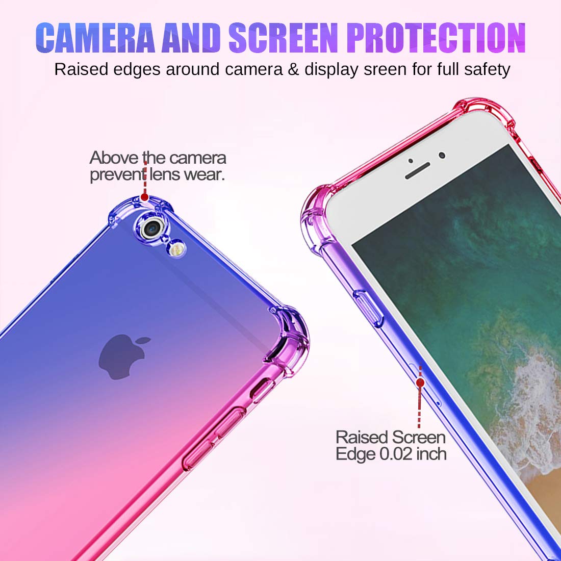 Premium Slim Clear TPU Shockproof Phone Case for iPhone 6/6s - Gradient Blue/Pink, Anti-Scratch & Protective Cover | Perfect for Everyday Use, Travel & Outdoor Activities