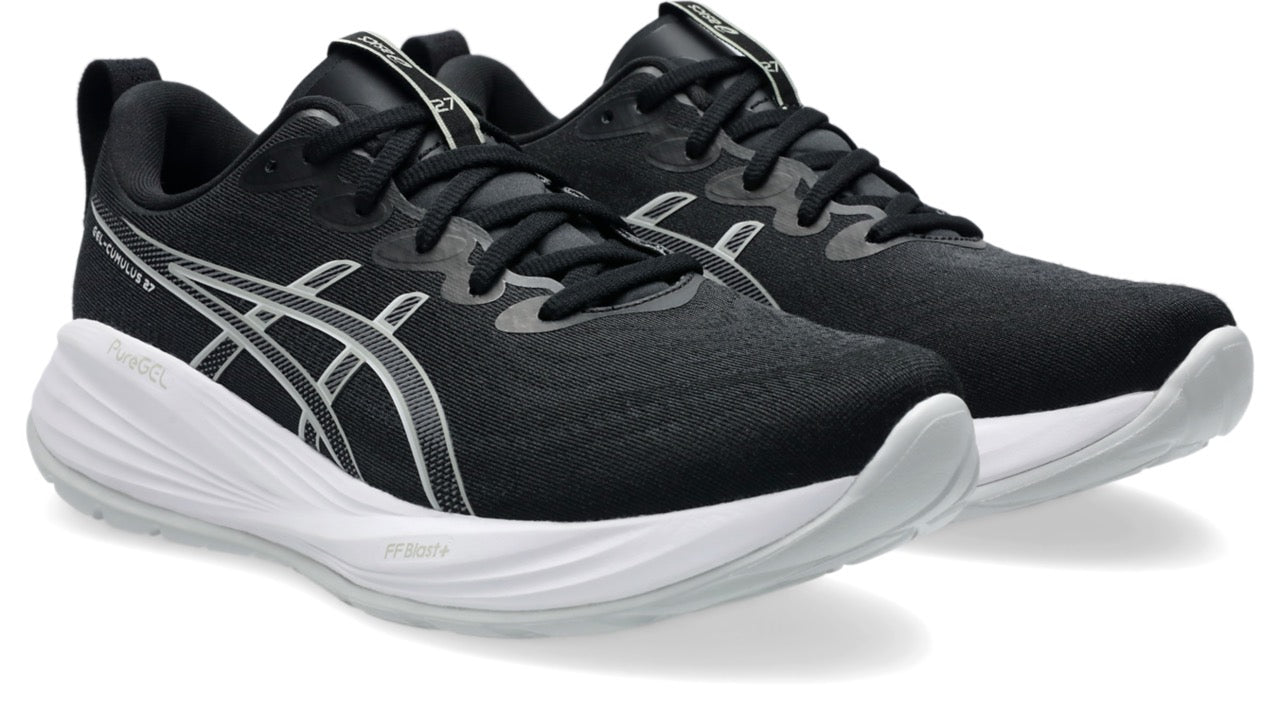 ASICS Men's GEL-Cumulus 27 Wide Running Shoes - Black/Concrete | Cushioned Road Running & Jogging Shoes for Men with Enhanced Comfort & Support | Perfect for Marathon Training, Daily Workouts & Long-Distance Running