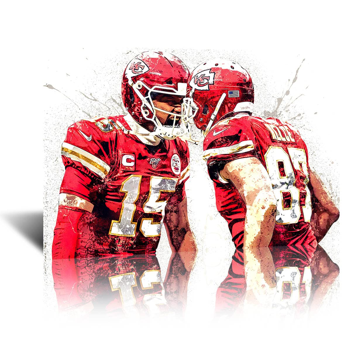 Patrick Mahomes & Travis Kelce Framed Football Poster - 24x36 Inch Sports Wall Art Decor for Men's Bedroom, Game Room, Man Cave - Perfect NFL Fan Gift & Home Office Decor