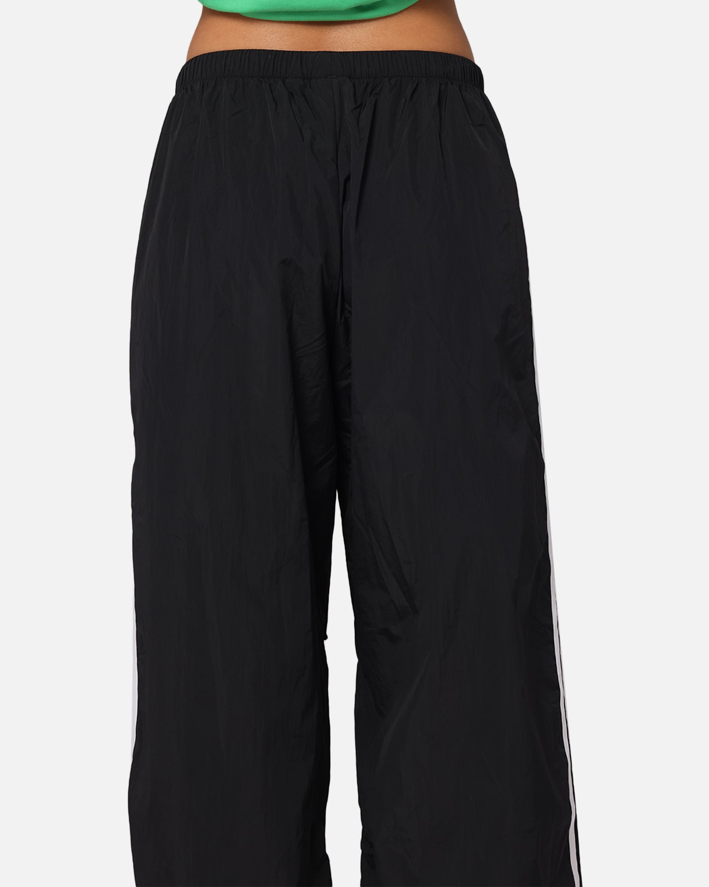 Adidas Women's 3 Stripes Parachute Pants - Black Athletic Joggers for Running, Yoga & Casual Wear | Lightweight Comfort & Street Style Fashion