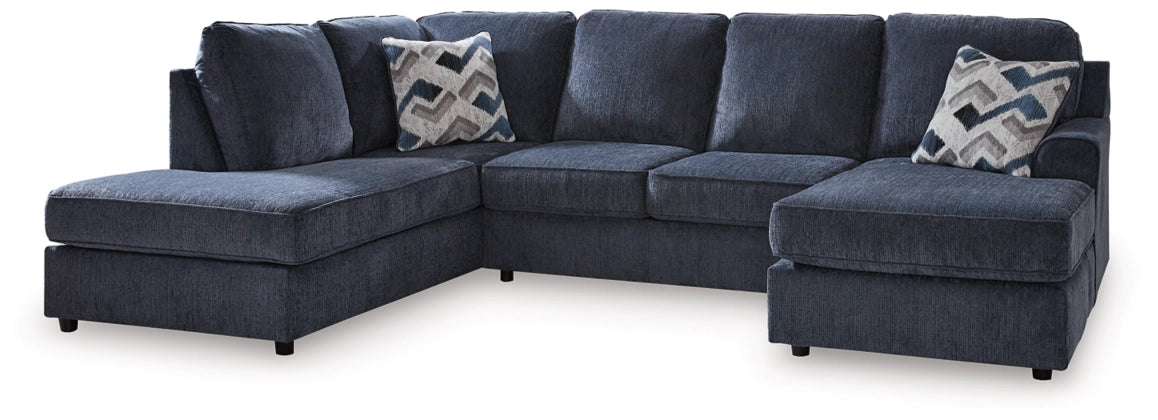 Albar Place 2-Piece Right Hand Facing Sectional Sofa with Chaise Lounge in Cobalt Blue - Perfect for Living Room, Family Room or Apartment Decor