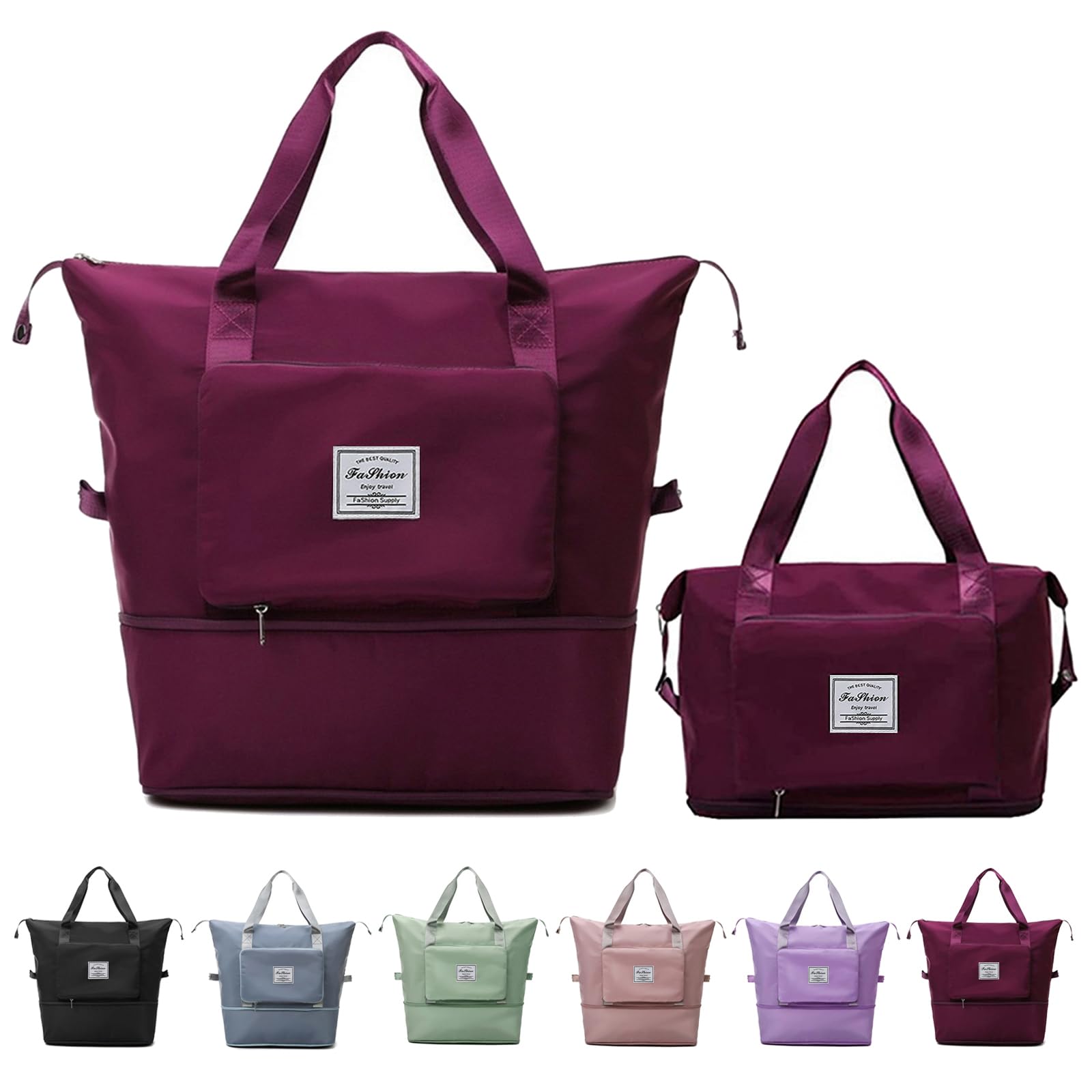 Large Capacity Foldable Expandable Travel Duffel Bag - Waterproof Collapsible Overnight Bag for Women & Men | Perfect for Weekend Getaways, Gym, Camping & Air Travel