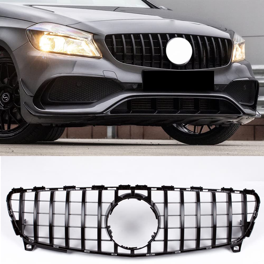 GT R Front Bumper Racing Grill For Mercedes-Benz A Class W176 2016-2018 - High Performance Black Mesh Grille - Perfect for Street Racing & Car Shows