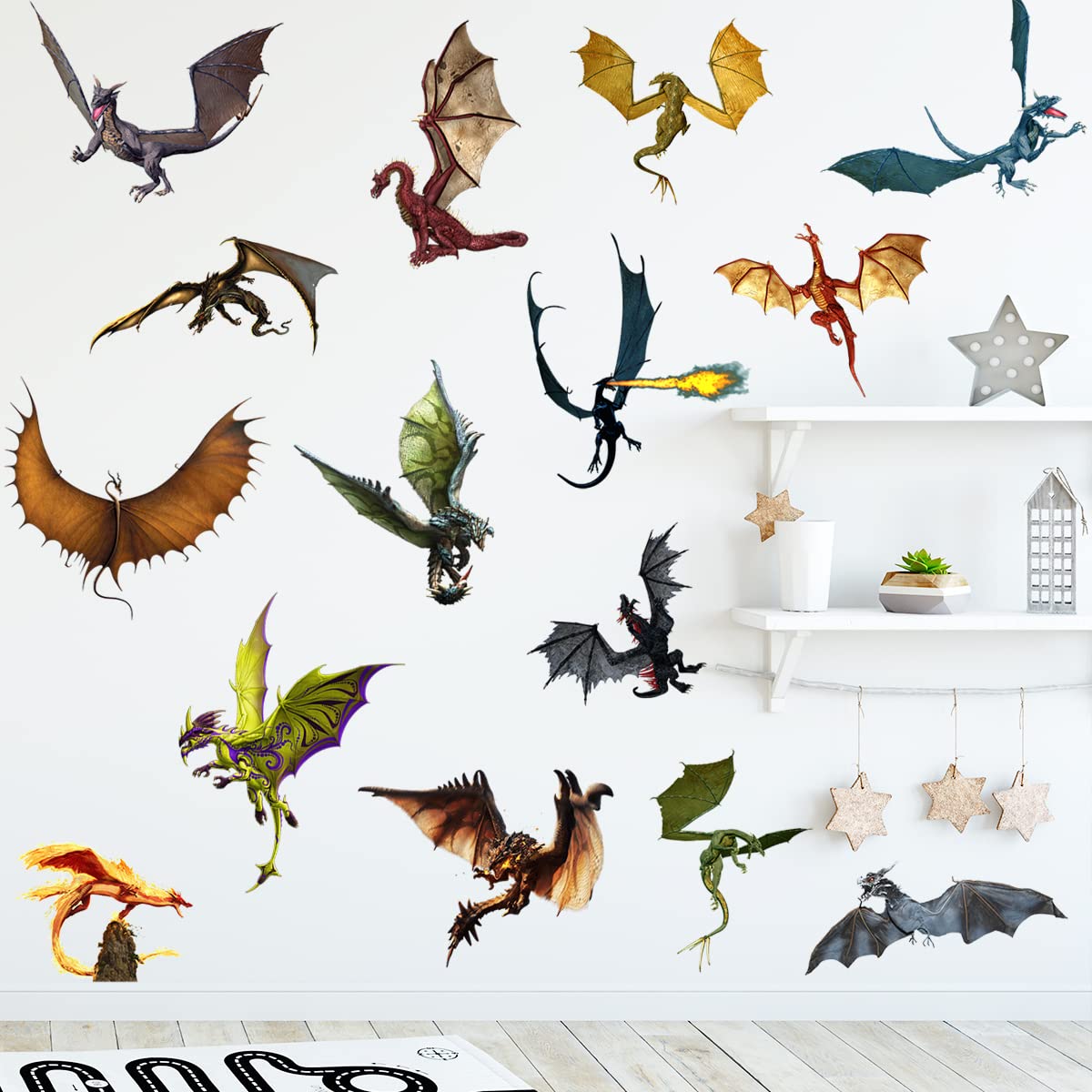 3D Fantasy Dragon Wall Decal - Peel & Stick Removable Vinyl Wall Art for Kids Room, Nursery, Living Room & Classroom Decor | Perfect for Themed Parties, Fantasy Bedrooms & Playroom Wall Decorations