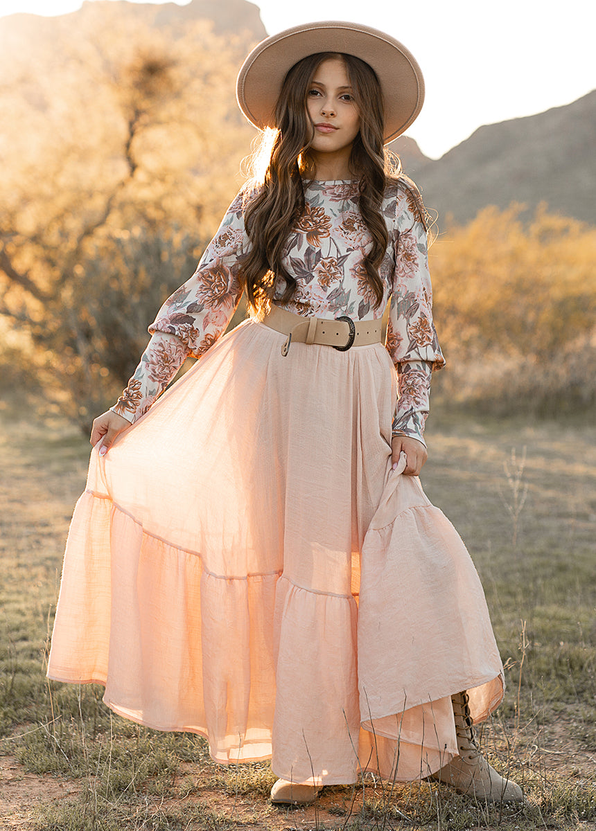 Annabel Skirt in Blush Pink - Elegant Flowy Midi Skirt for Women | Perfect for Weddings, Date Nights & Office Wear