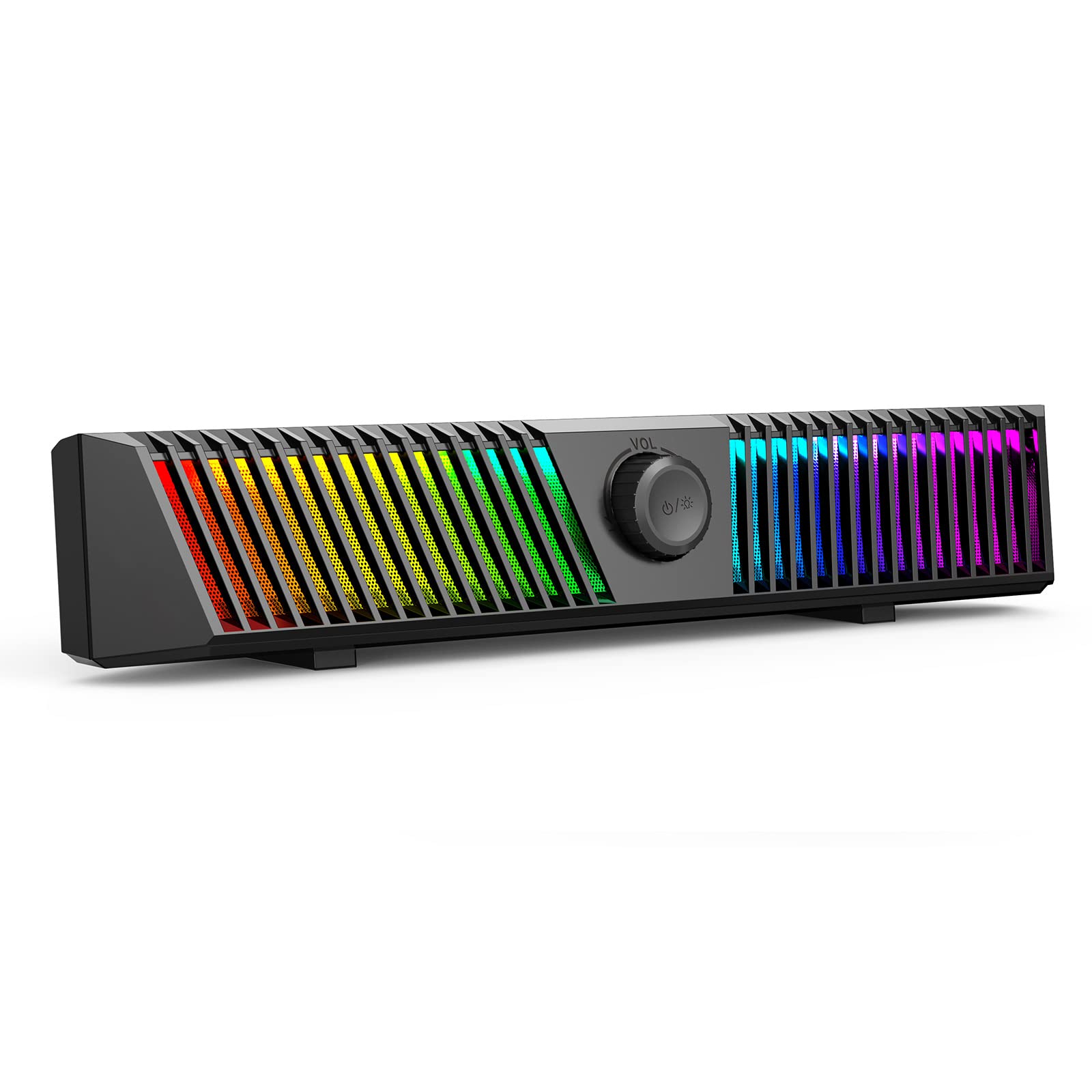 Smally PC Speakers for Desktop - Bluetooth Computer Speakers with Microphone & RGB Lighting, USB Powered Wired Soundbar for Gaming Monitor | Perfect for Home Office, Gaming Setup & Multimedia Entertainment