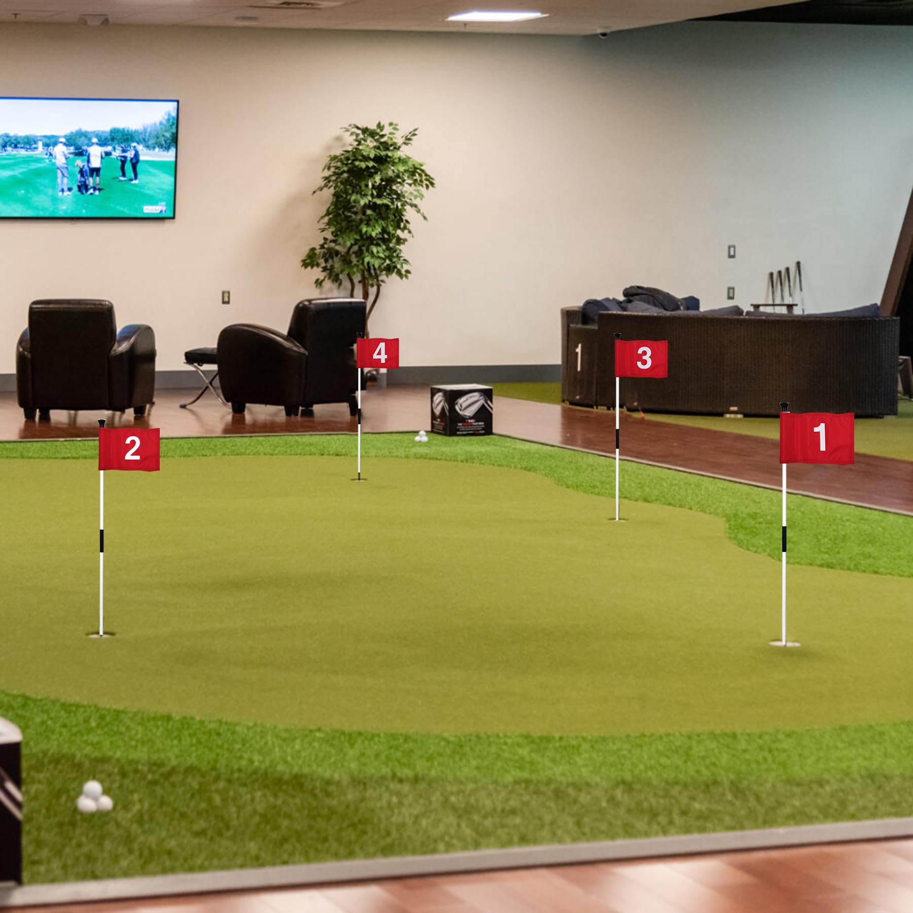 KINGTOP 3ft Mini Golf Flagstick - Double-Sided Numbered Putting Green Flag for Yard Practice | Portable 2-Section Golf Pin Flag & Hole Cup Set | Perfect for Backyard Training, Indoor Putting & Golf Gifts