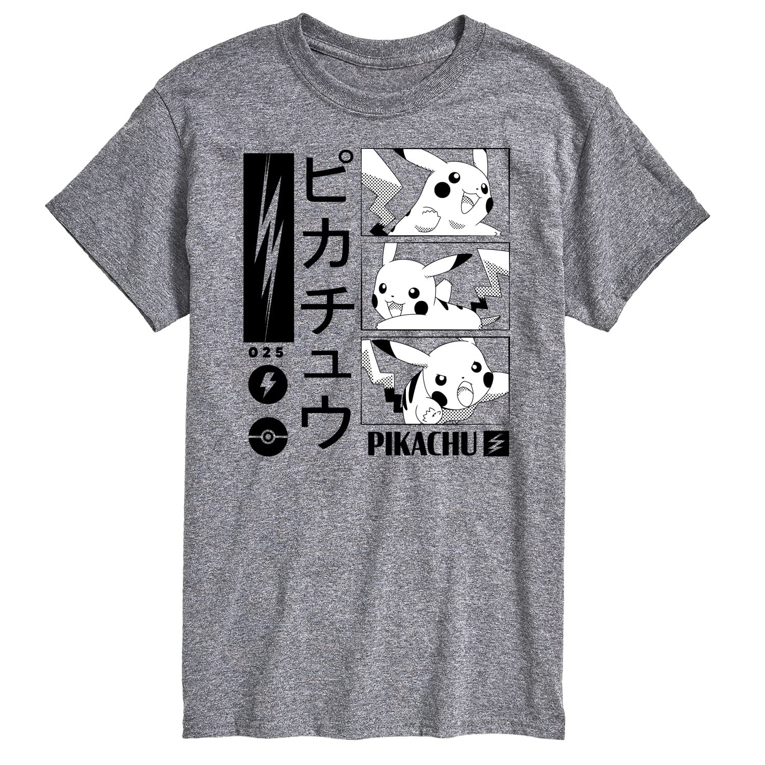 Pokémon Pikachu Manga Panels Graphic T-Shirt for Men - Short Sleeve Cotton Tee - Casual Anime Gaming Apparel for Fans, Cosplay & Everyday Wear