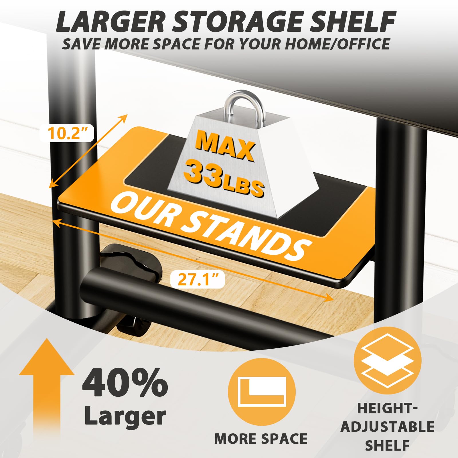 Heavy Duty Rolling TV Stand for 50-92 Inch Large TVs up to 150 Lbs - Height Adjustable Mobile TV Cart with Storage Shelf - Upgraded Portable TV Stand on Wheels for Living Room, Office, Trade Show - Perfect for Home Theater, Conference Rooms & Commercial Displays