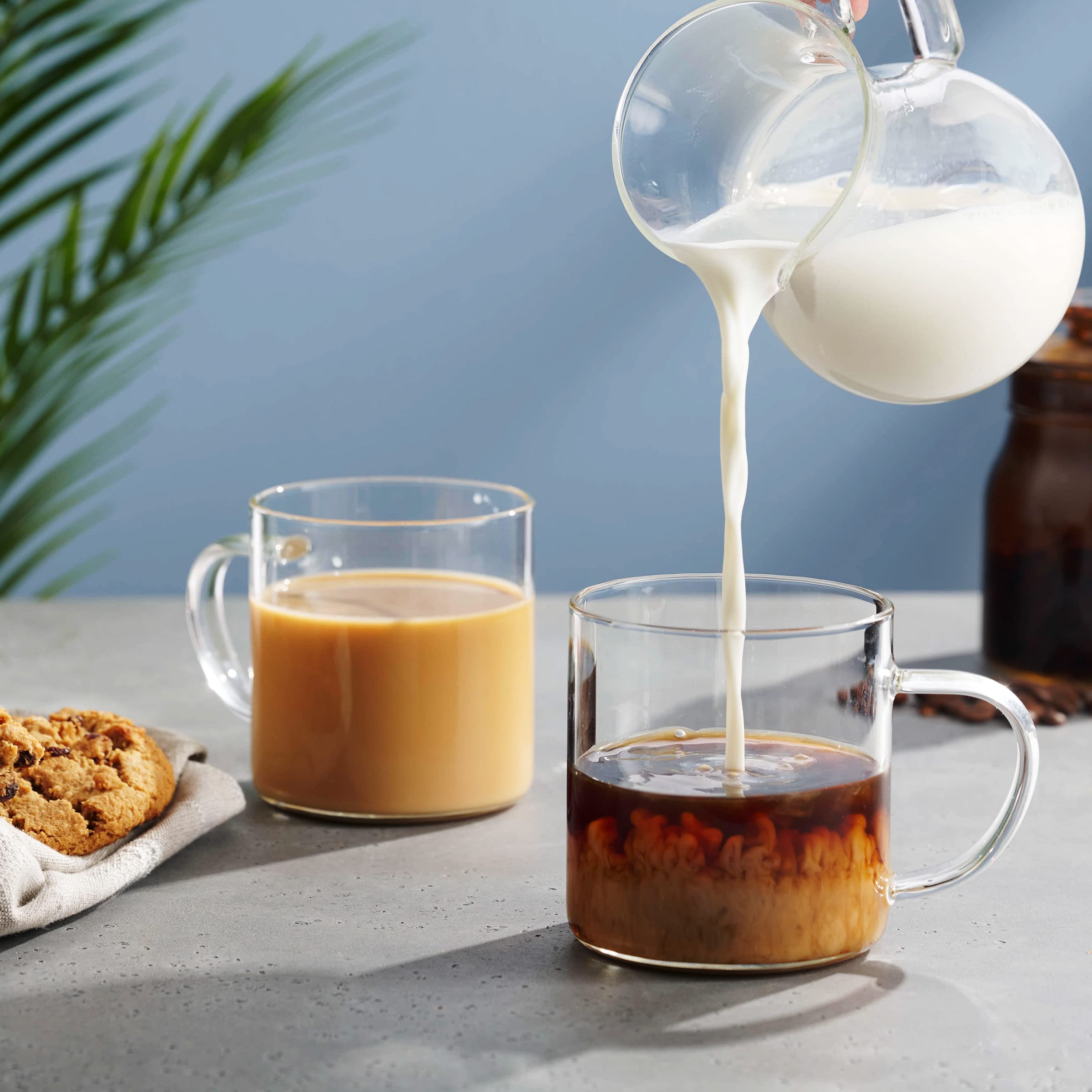 Premium 14oz Glass Coffee Mugs Set of 4 - Shatterproof & Heat Resistant Drinking Glasses for Hot/Cold Beverages - Perfect for Home, Office, Cafe or Gift Giving