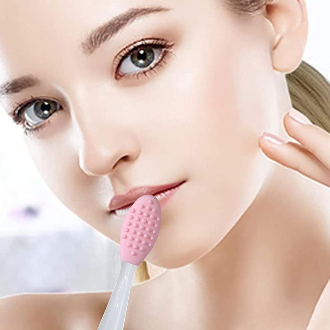 Double Sided Silicone Lip & Nose Brush - Blackhead Cleaner for Soft Skin Care (2pcs) - Perfect for Daily Facial Cleansing
