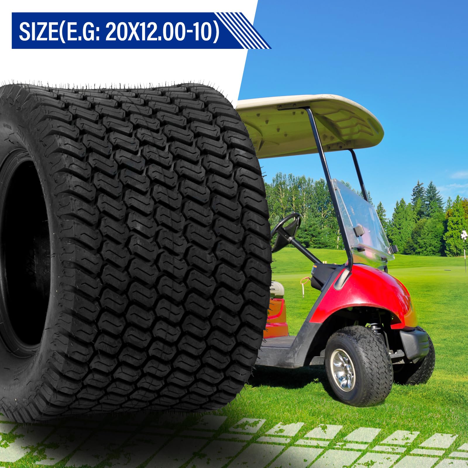 Set of 2 - 20x12.00-10 Tubeless Lawn Mower Tires 4PR Heavy Duty Garden Tires for Zero Turn Mowers, Tractors & Outdoor Equipment - All Terrain Replacement Tires for Smooth Lawn Care & Landscaping