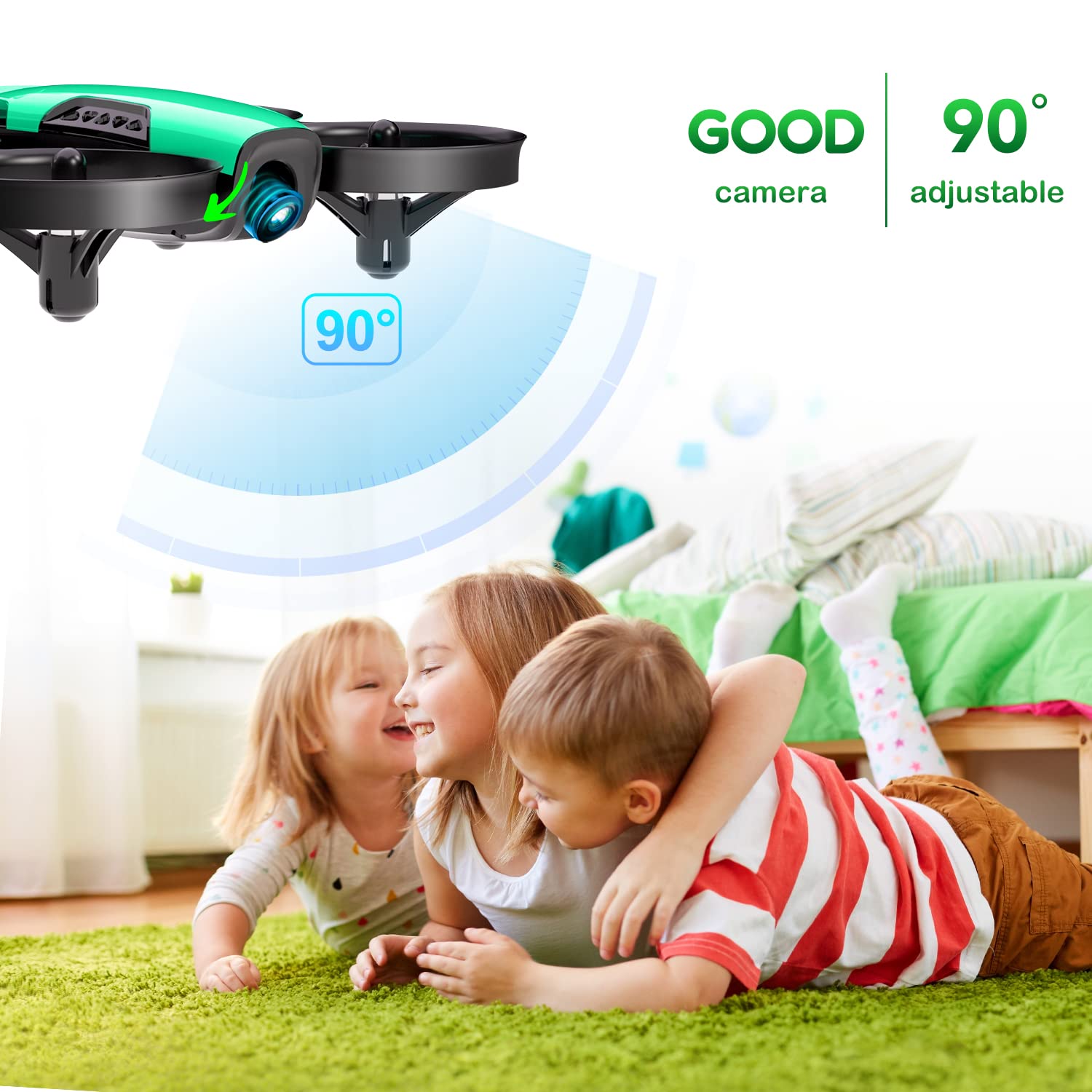 **Loolinn Mini Drone with HD Camera - Remote Control Quadcopter for Kids, 90° Adjustable Camera, Safety Guards, Photos & Videos - Perfect Gift for Boys & Girls (Indoor & Outdoor Play, Birthday Gifts, STEM Learning)**