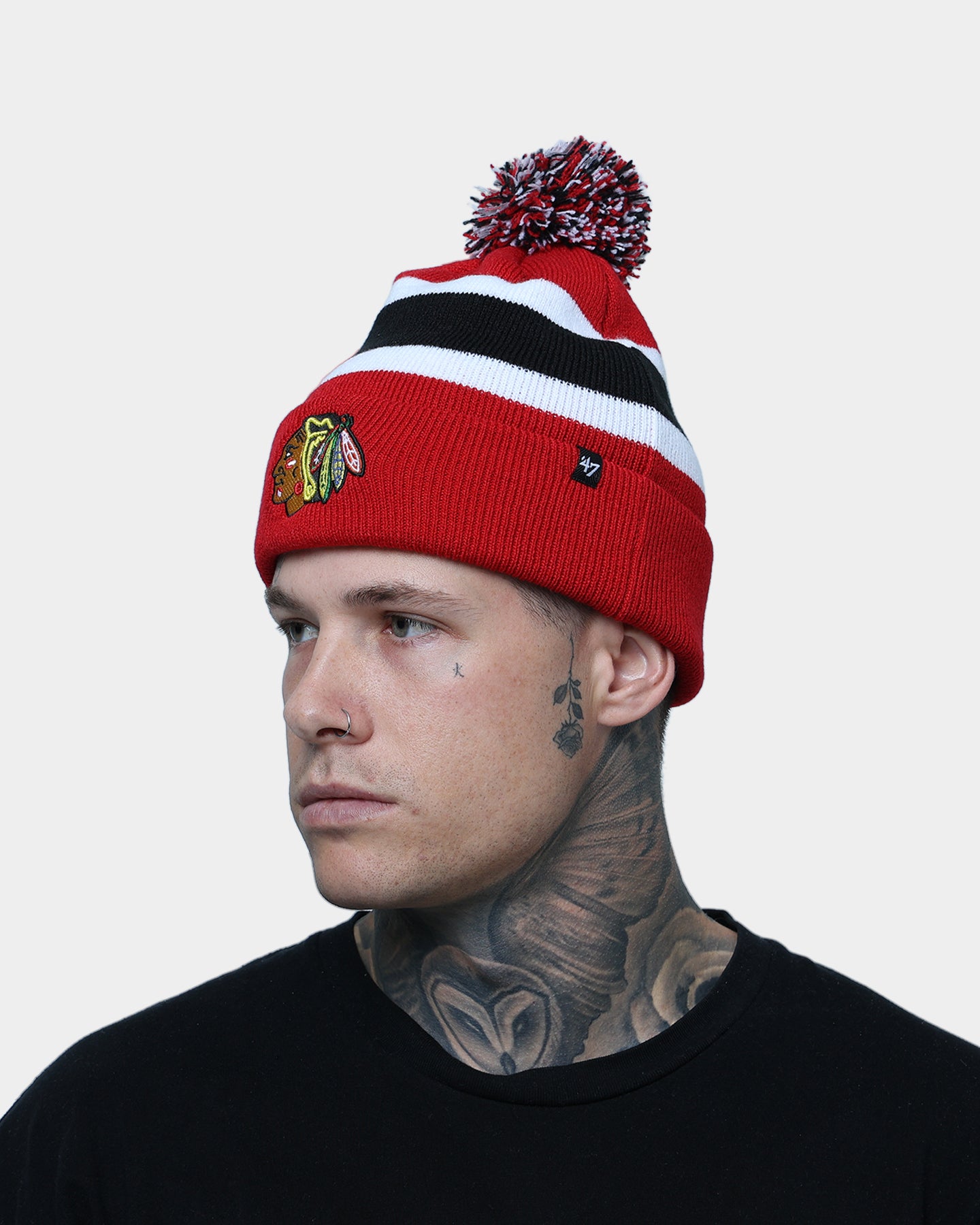 47 Brand Chicago Blackhawks Breakaway Cuff Knit Beanie - Red NHL Winter Hat for Men & Women - Perfect for Cold Weather, Sports Games, and Outdoor Activities