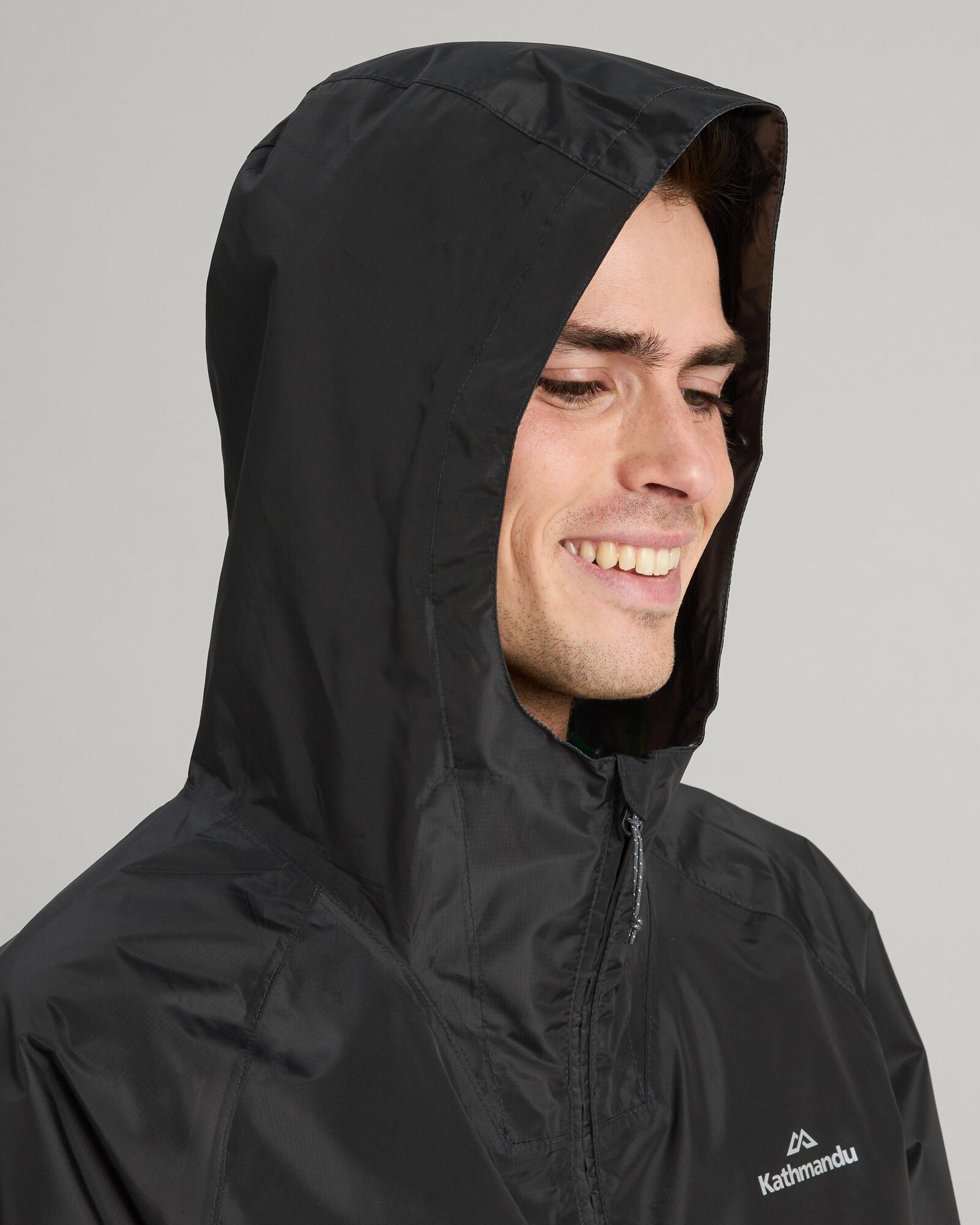 Men's 2-Layer Waterproof Rain Jacket with Pockets - Black | Outdoor Hiking, Camping & Travel Gear