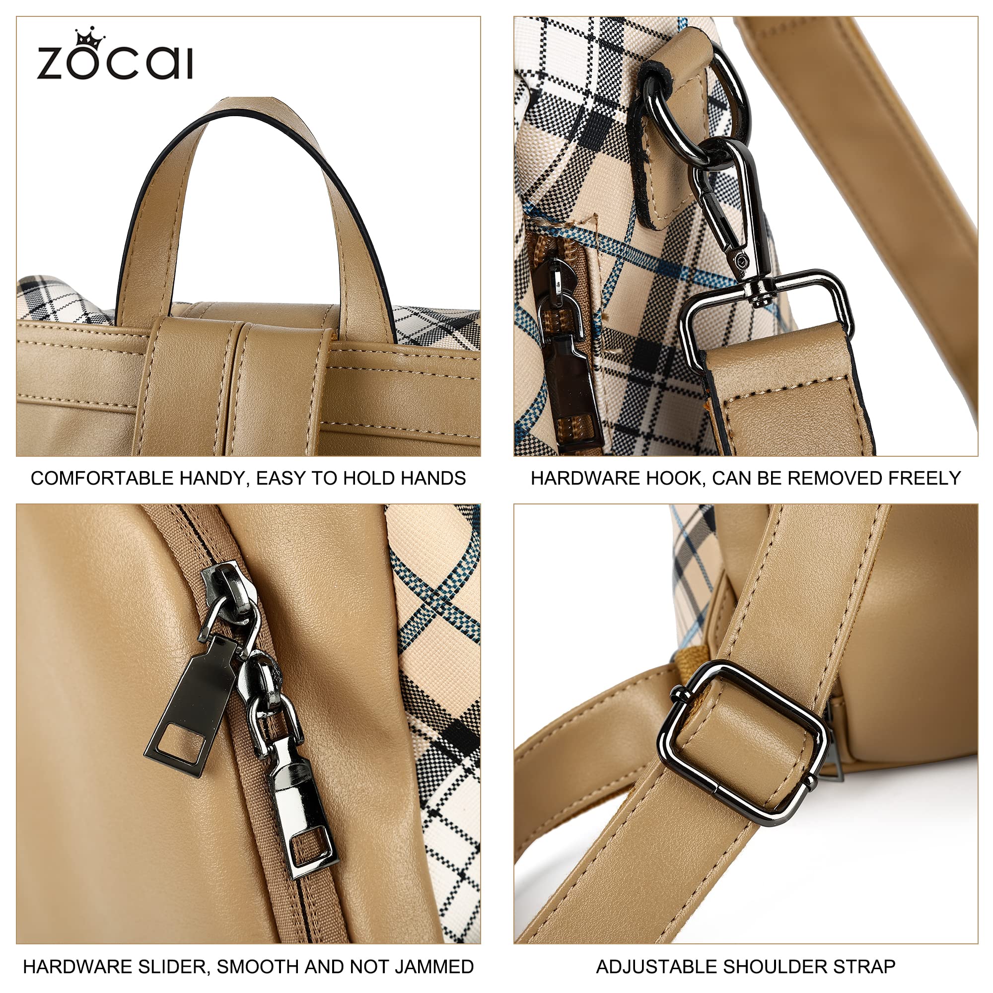 ZOCAI Women's Fashion PU Leather Backpack Purse - Anti-Theft Shoulder Bag & Satchel Daypack for Work, Travel & Daily Use