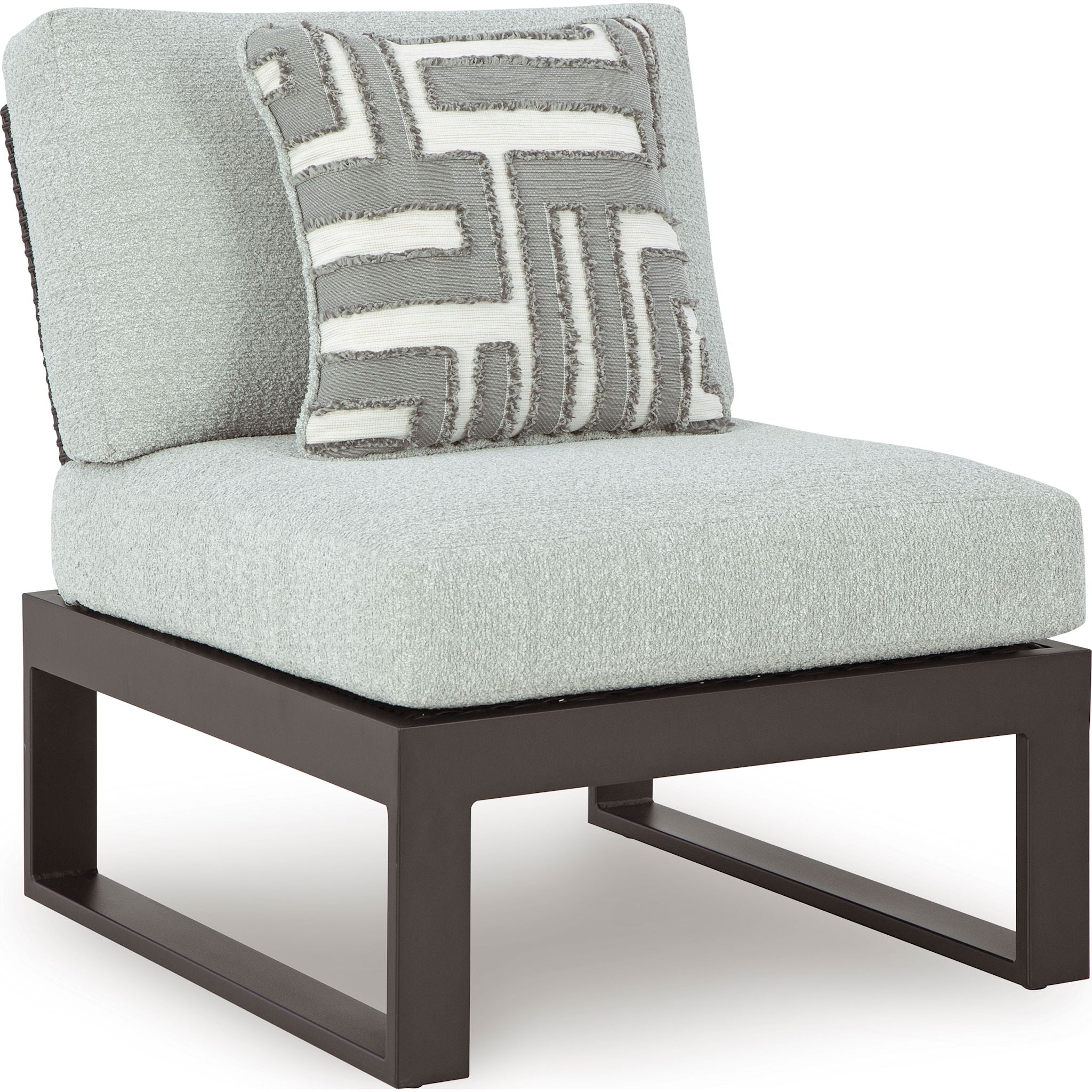 Beachloft Outdoor Modular Armless Chair with Cushion - Waterproof & UV Resistant Patio Furniture for Poolside, Garden, or Deck - Black/Gray - Perfect for Relaxing Outdoors
