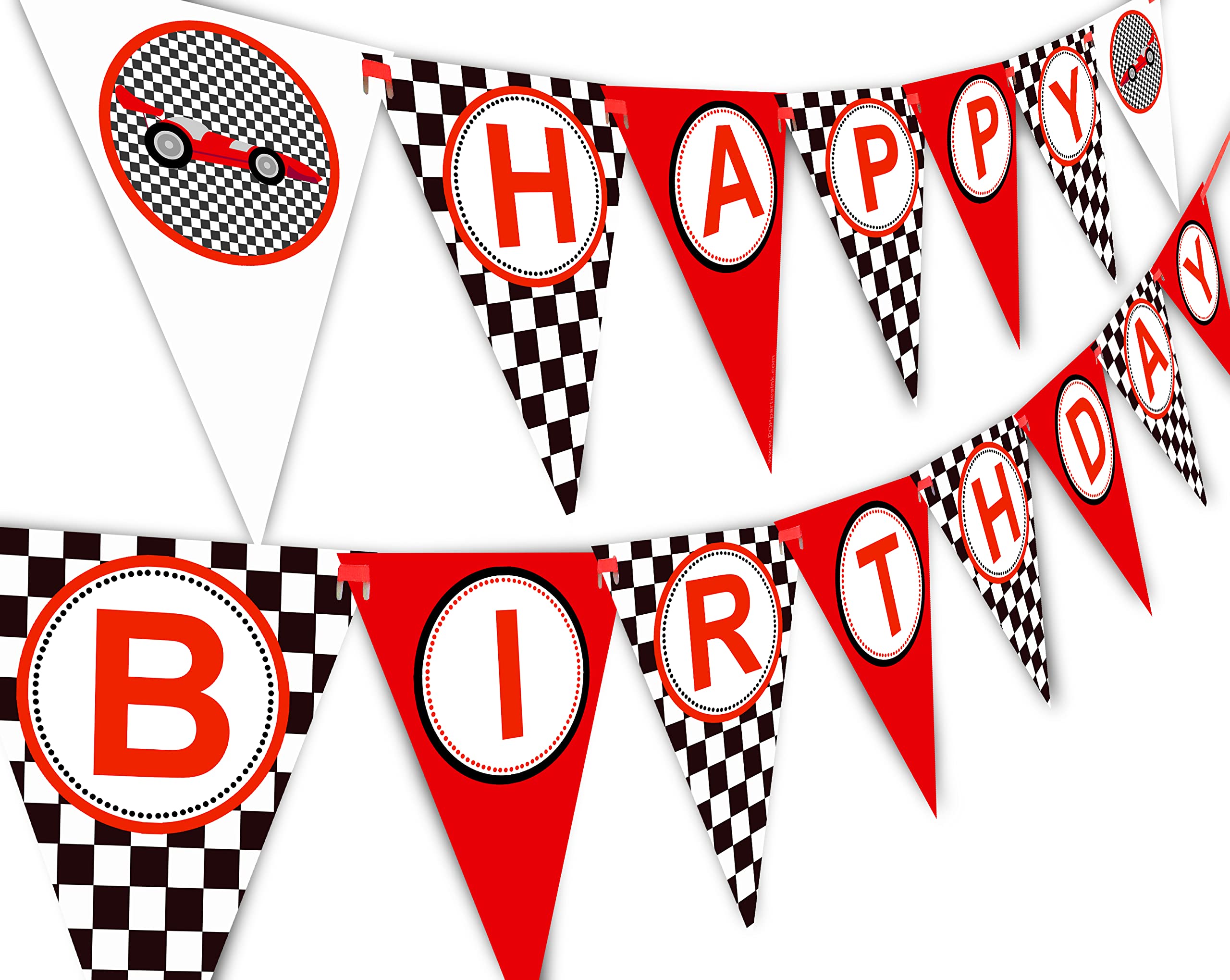 Custom Race Car Birthday Banner Pennant - Personalized Kids Party Decorations for Racing Theme Celebrations