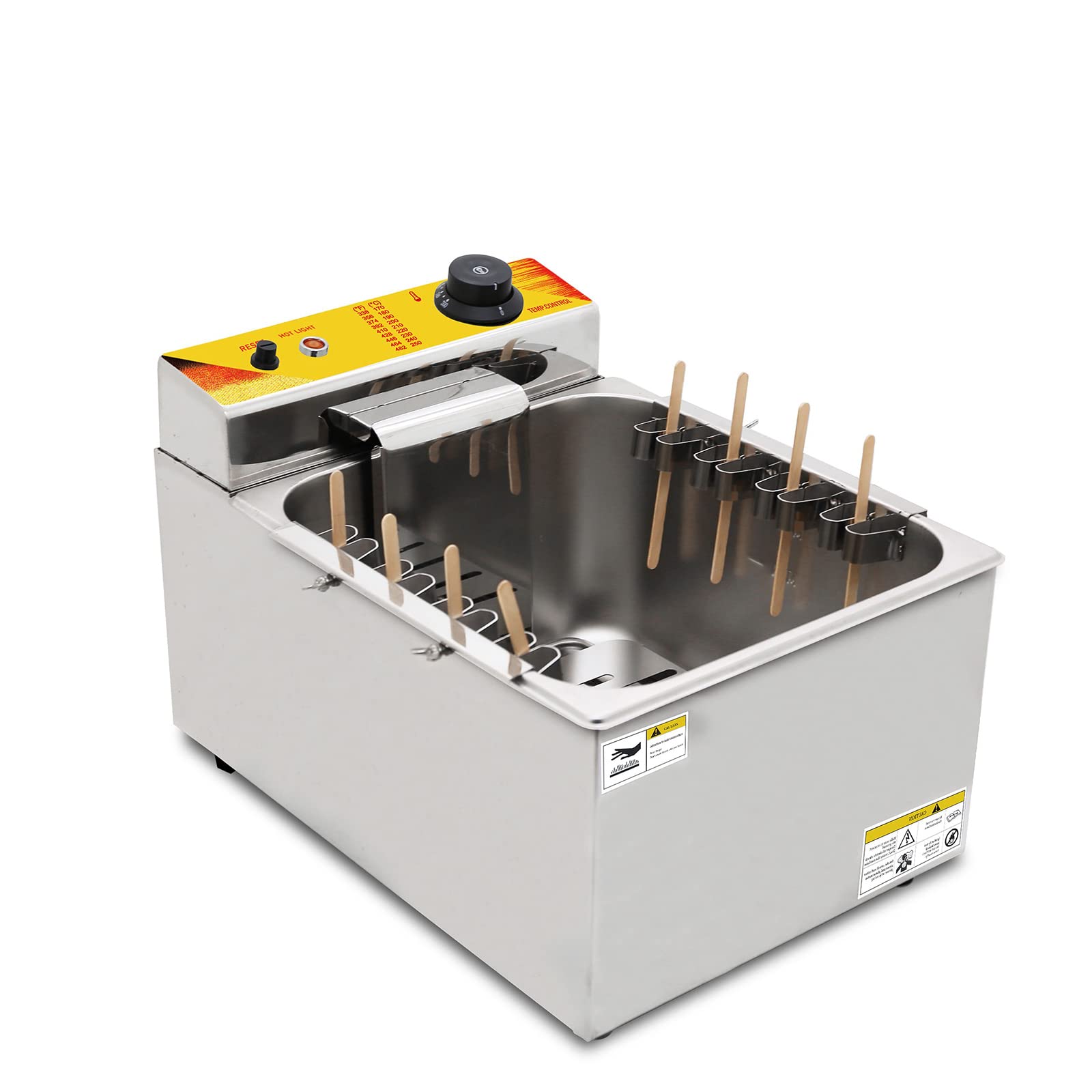 12L Commercial Electric Deep Fryer - Stainless Steel Korean Cheese Hot Dog & Corn Dog Maker with 8 Hooks - Perfect for Snacks, Street Food, and Restaurant Use