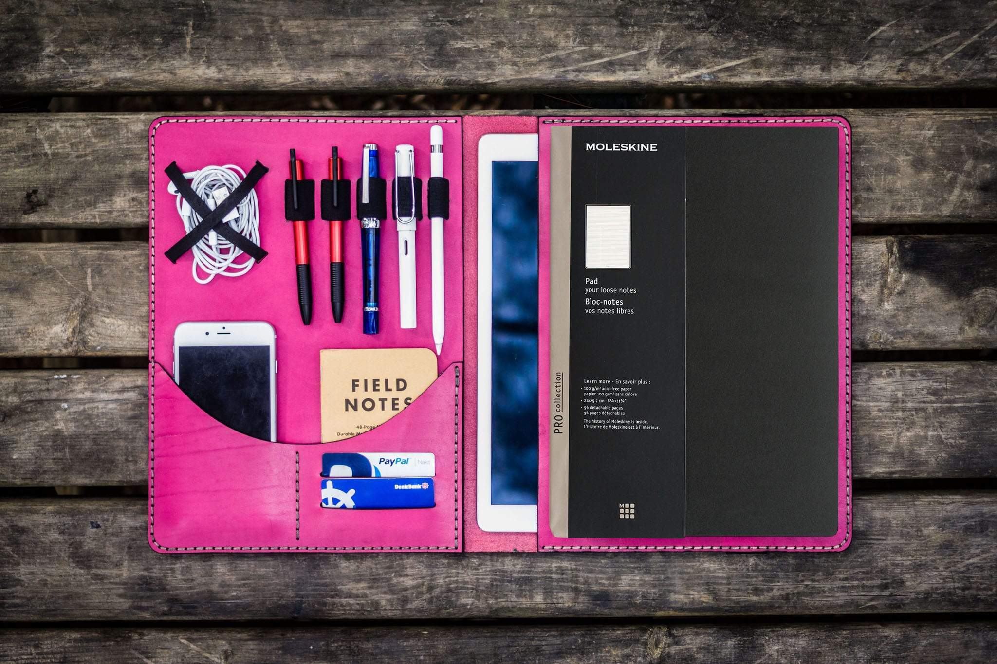 Premium Moleskine Professional A4 Leather Workbook & Planner - Pink Executive Organizer for Business, Meetings & Note Taking