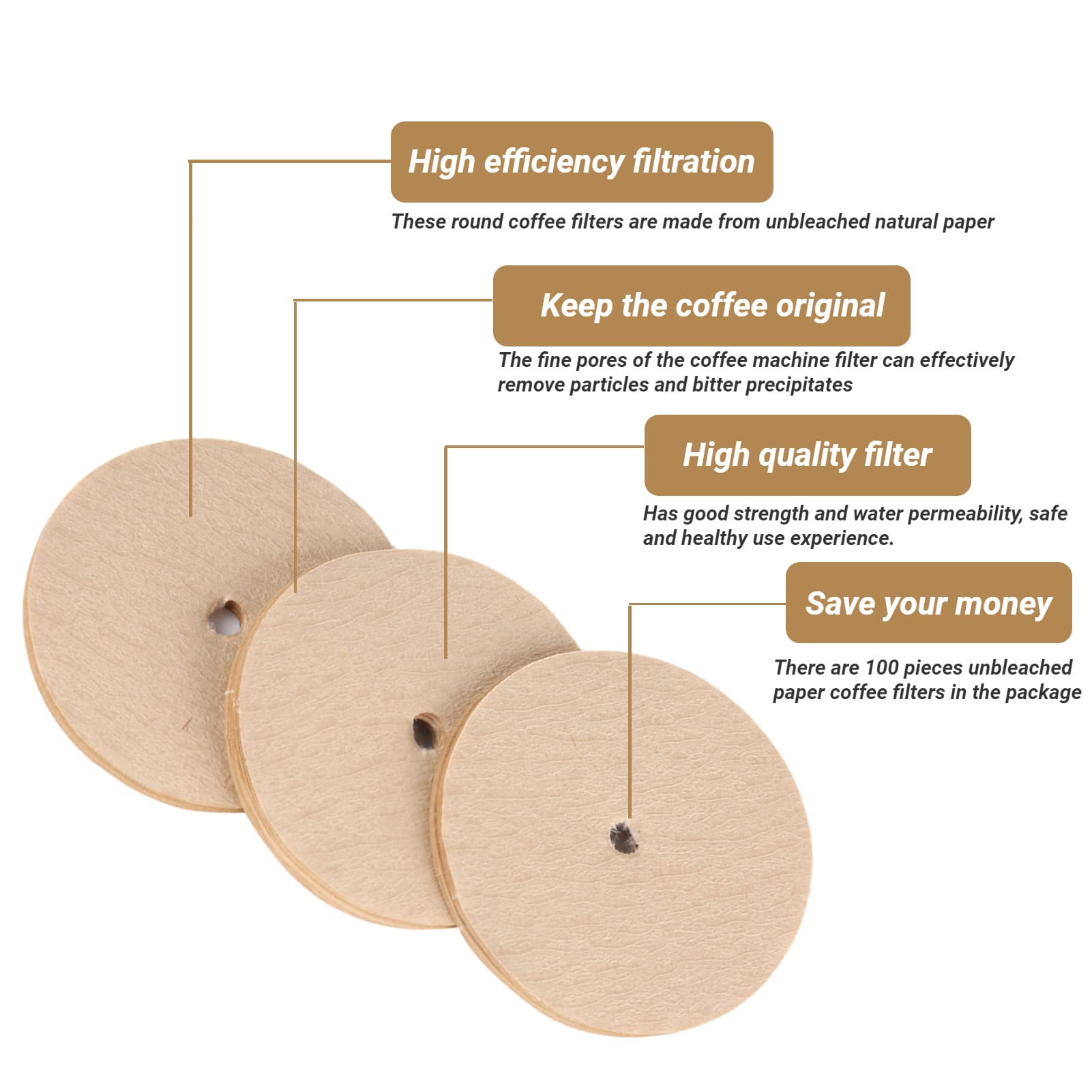 100pcs Universal Coffee Filters - Round Paper for Vietnamese & Drip Coffee Makers - Home & Restaurant Use