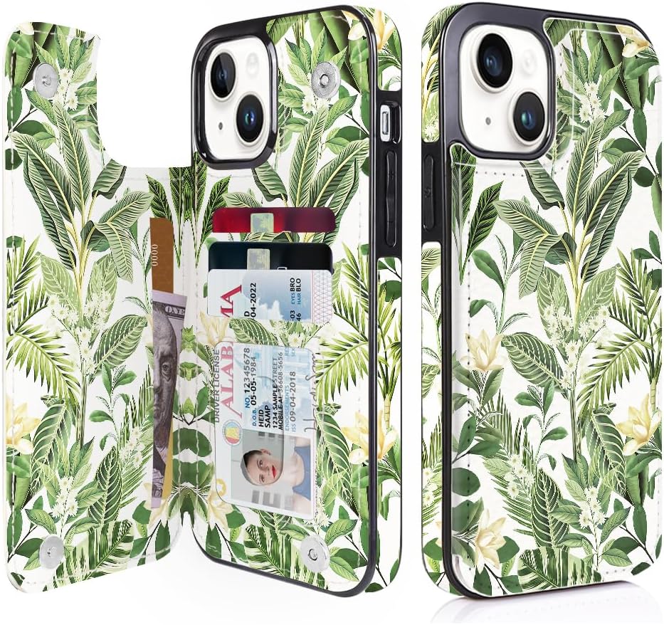 iPhone 15 Plus Wallet Case with Card Holder Slots - PU Leather Folio Flip Cover with Kickstand & Double Magnetic Clasp | Perfect for Daily Commute, Business Meetings & Travel Protection