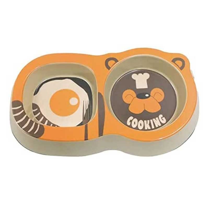 Premium Bamboo Fiber Pet Bowls for Cats & Dogs - Non-Slip, Chew-Resistant Double Bowl Set - Perfect for Small Pets, Travel & Home Feeding Stations