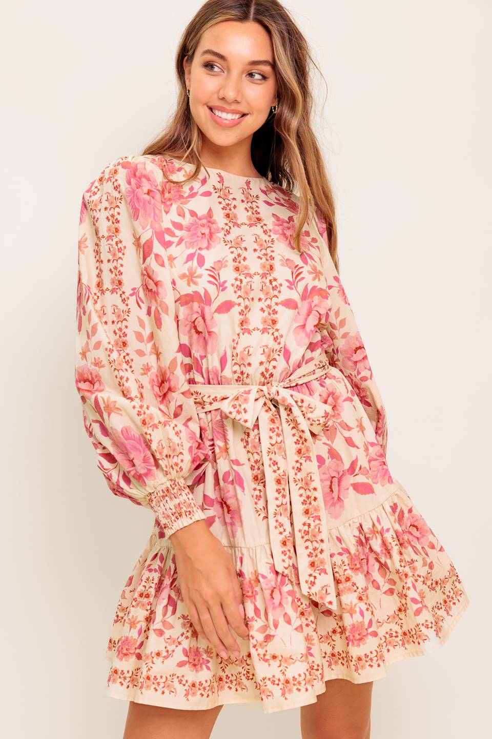 ALANNA Women's Pink Floral Printed Mini Dress - Summer Party, Date Night, Casual Outfit