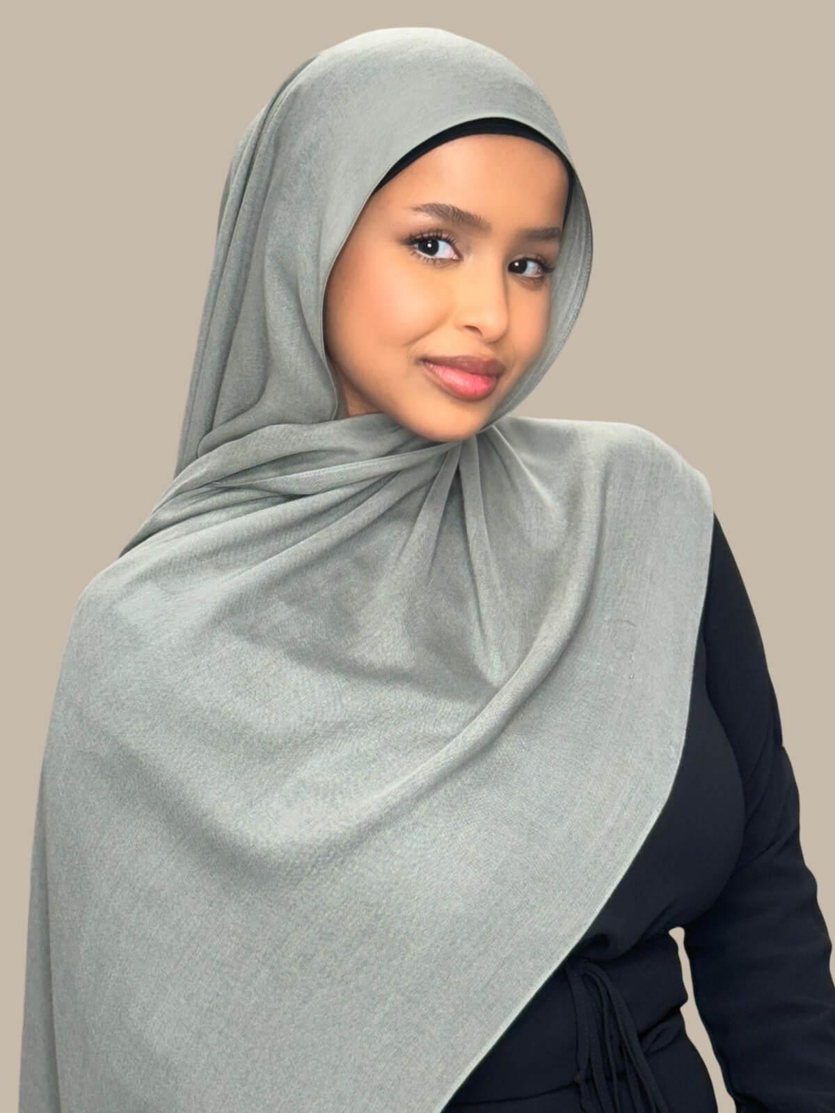 Premium Cotton Modal Hijab Scarf - Soft & Breathable Slate Green Head Cover for Women - Perfect for Daily Wear, Prayer, and Fashion Outfits
