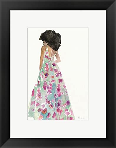 Stellar Design Studio Floral Gown 2 Framed Wall Art Print - 15x19 Inches Black Frame for Living Room, Bedroom & Office Decor