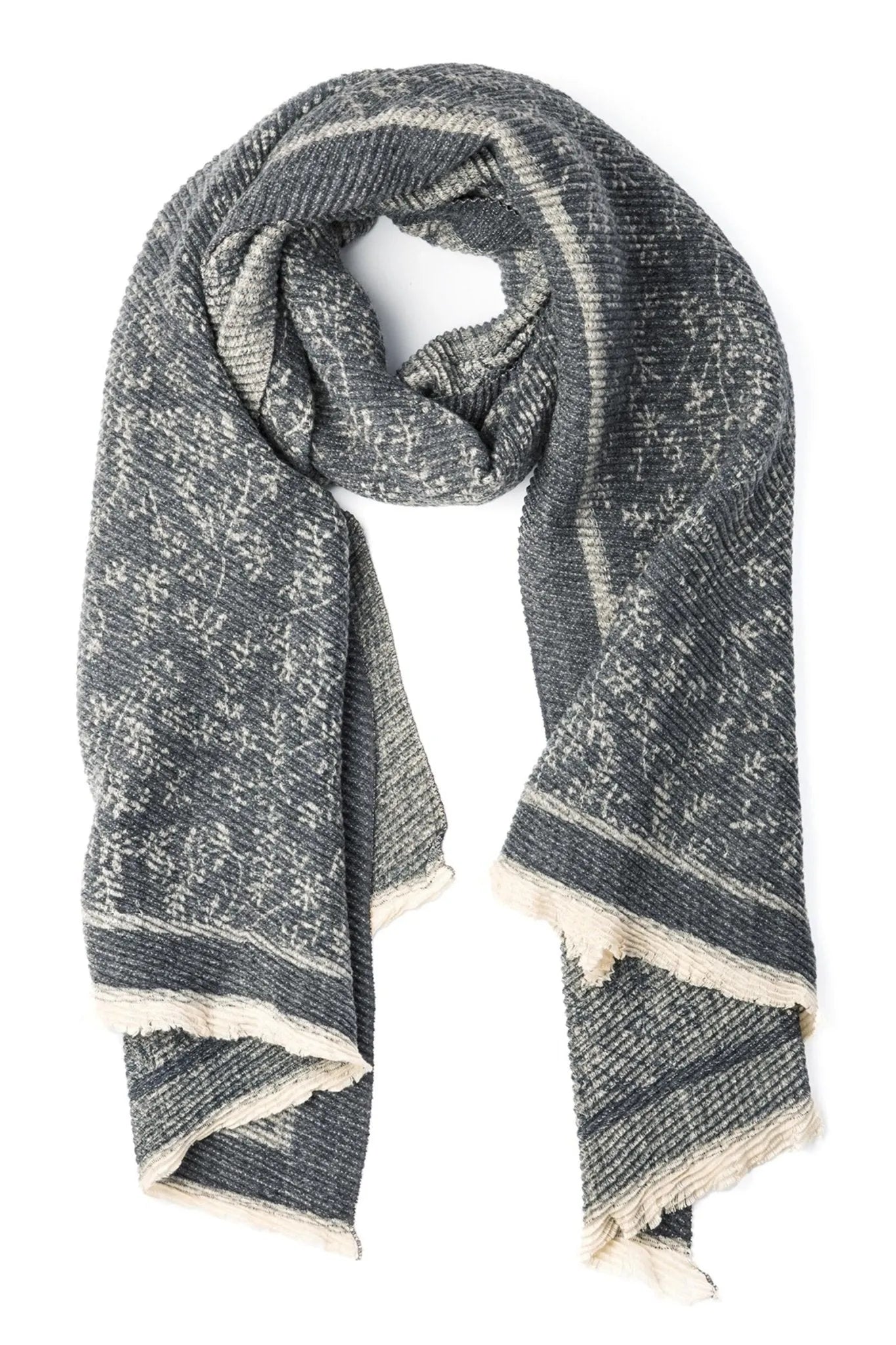 Floral Crinkle Reversible Winter Scarf - Soft & Warm Fashion Accessory for Women - Perfect for Cold Weather, Office Wear & Holiday Outfits