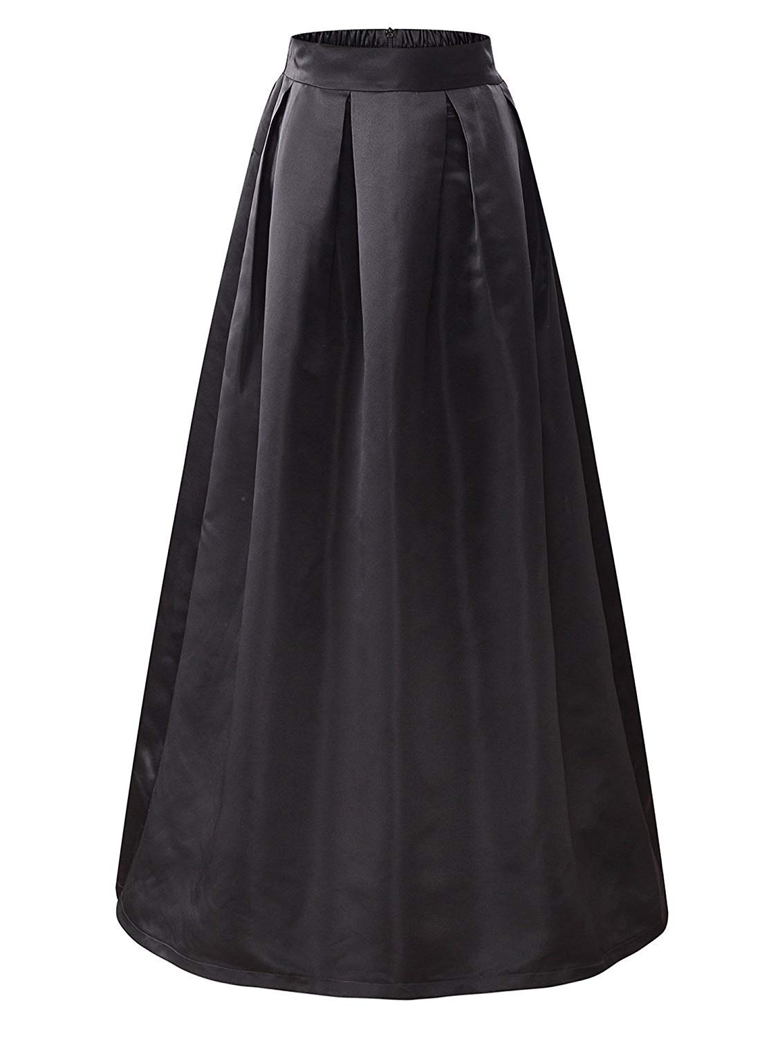 DIYDRESS Women's Long Satin Flared Maxi Skirt - High Waist Elastic Waistband, Floor Length Formal Party Skirt with Pockets - Perfect for Prom, Evening Gala, Wedding Guest & Special Occasions