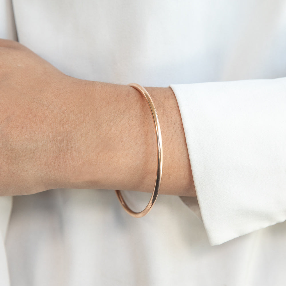 9ct Rose Gold Silver Filled 3mm x 65mm Plain Golf Bangle Bracelet for Women - Elegant Jewelry Gift for Golf Lovers, Sports Events & Everyday Wear