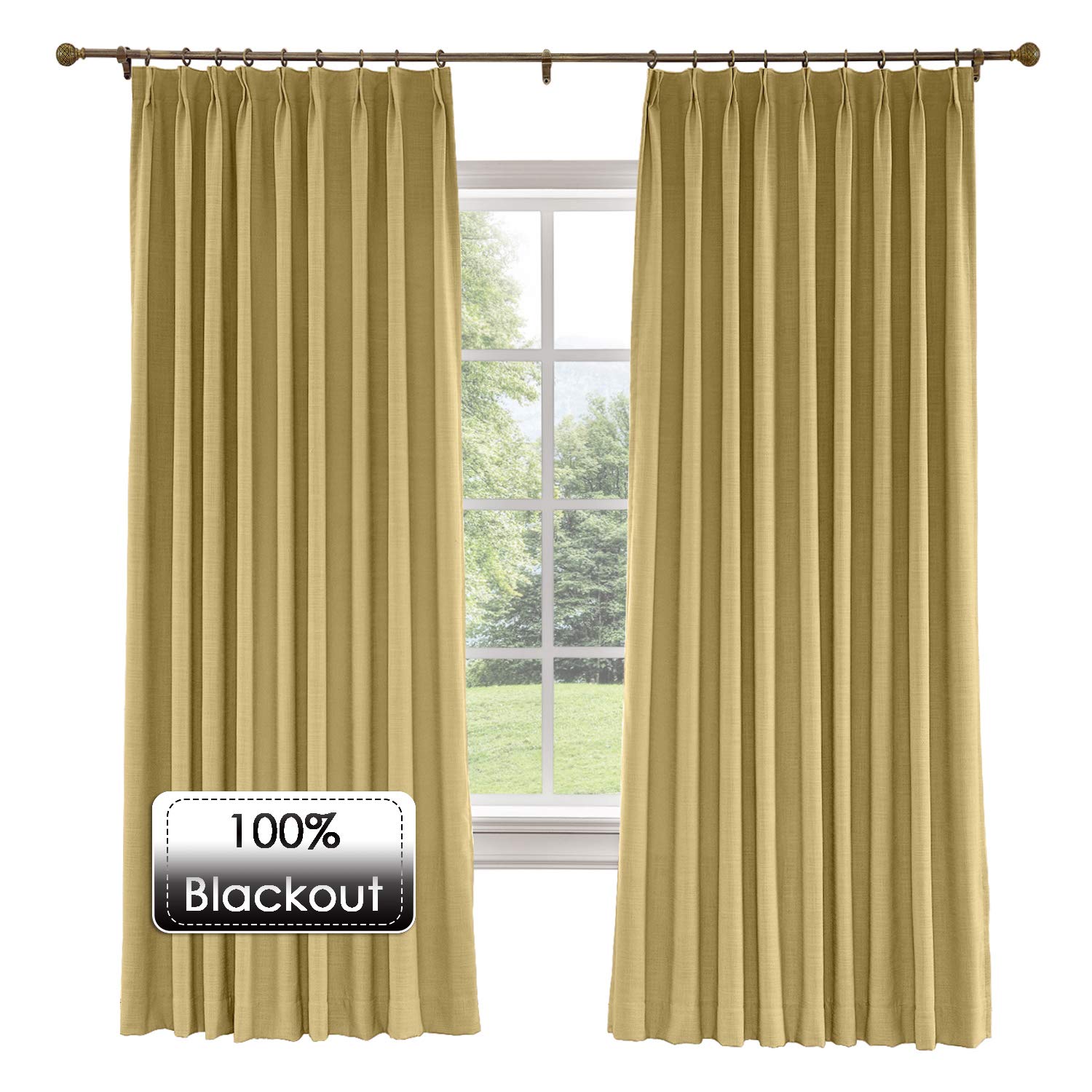 Premium Blackout Thermal Insulated Linen Curtains for Living Room - 52