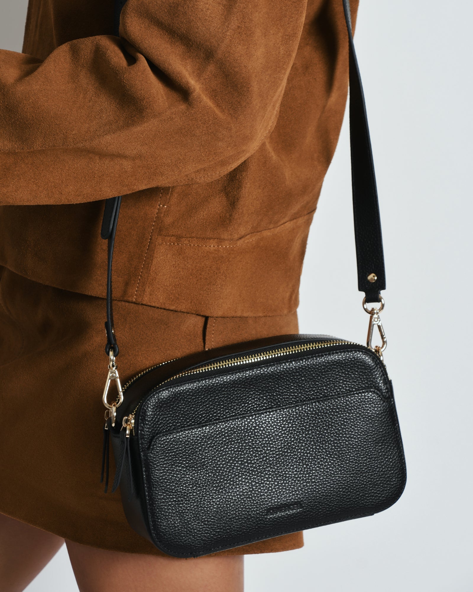 Phoebe Black Leather Crossbody Bag for Women - Stylish & Durable Everyday Purse for Work, Travel & Shopping