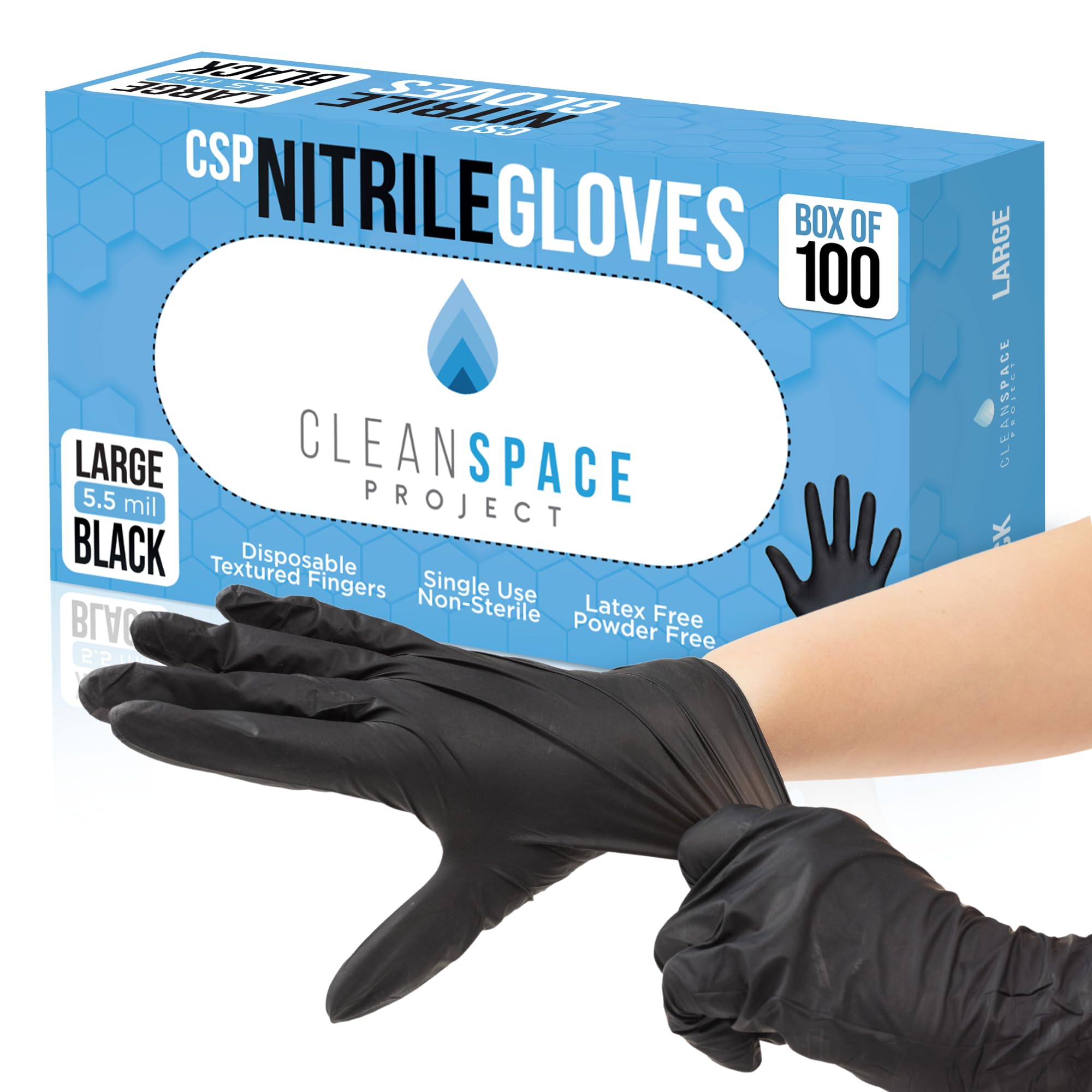 Black Nitrile Gloves Disposable - Heavy Duty 5.5 Mil, Latex-Free & Powder-Free - Ideal for Cooking, Cleaning, Automotive Work & Medical Use