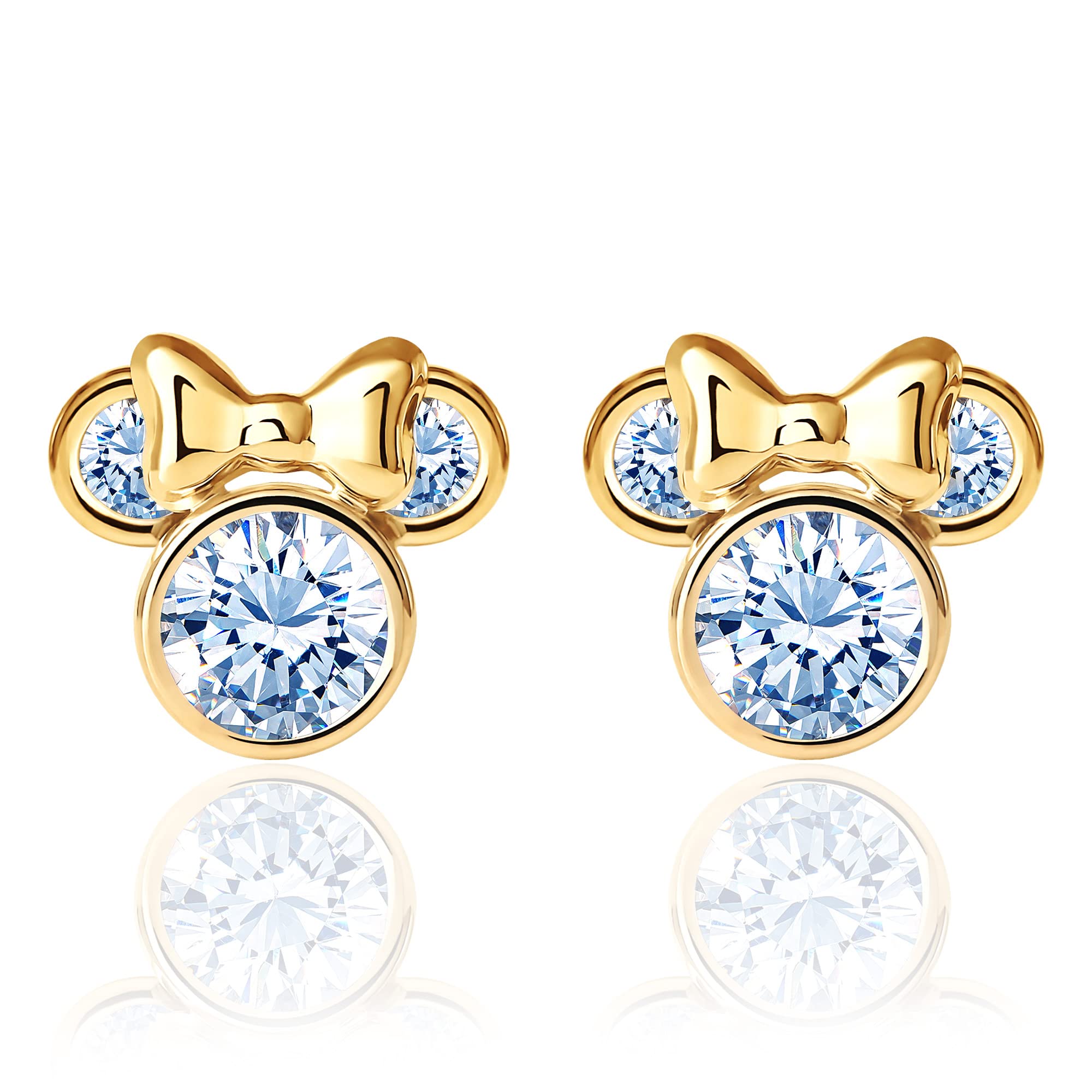 Disney Minnie Mouse Birthstone Stud Earrings for Women - 10K Gold Disney Jewelry - Perfect Gift for Birthday, Anniversary & Disney Fans