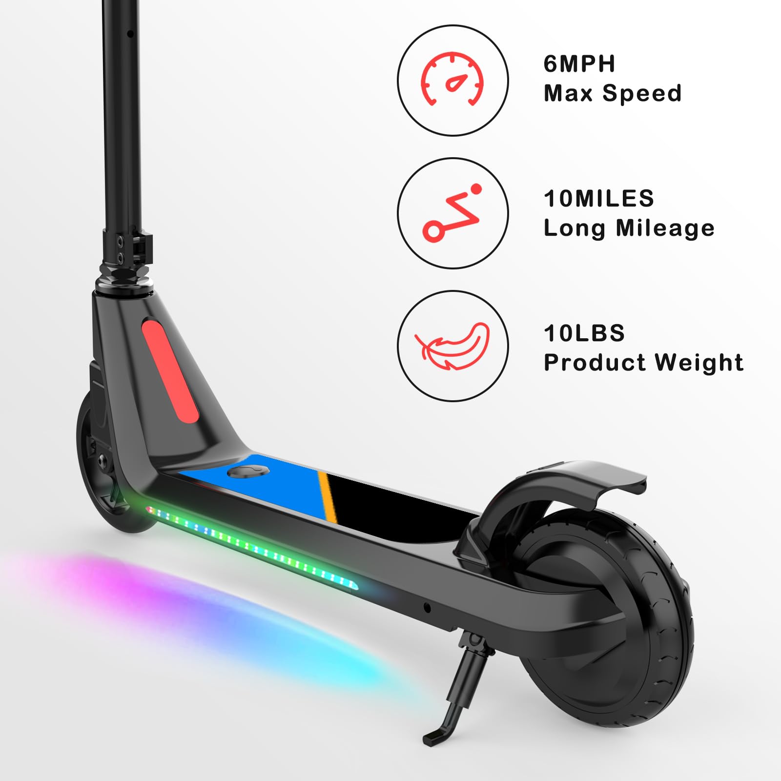 Best Electric Scooter for Kids Ages 6-10 - Adjustable Speed & Height Kick Scooter with LED Wheel & Deck Lights - Perfect for Commuting to School, Park Rides & Neighborhood Fun