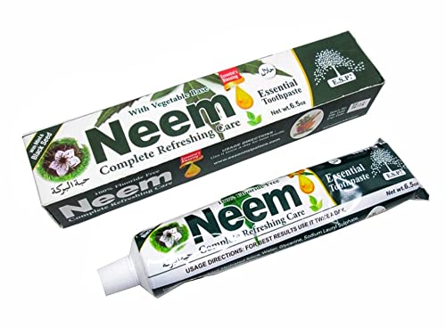Neem Essential Toothpaste - 100% Fluoride Free, Natural & Herbal (6 Pack) for Whitening, Fresh Breath & Gum Health | Ideal for Sensitive Teeth & Daily Oral Care