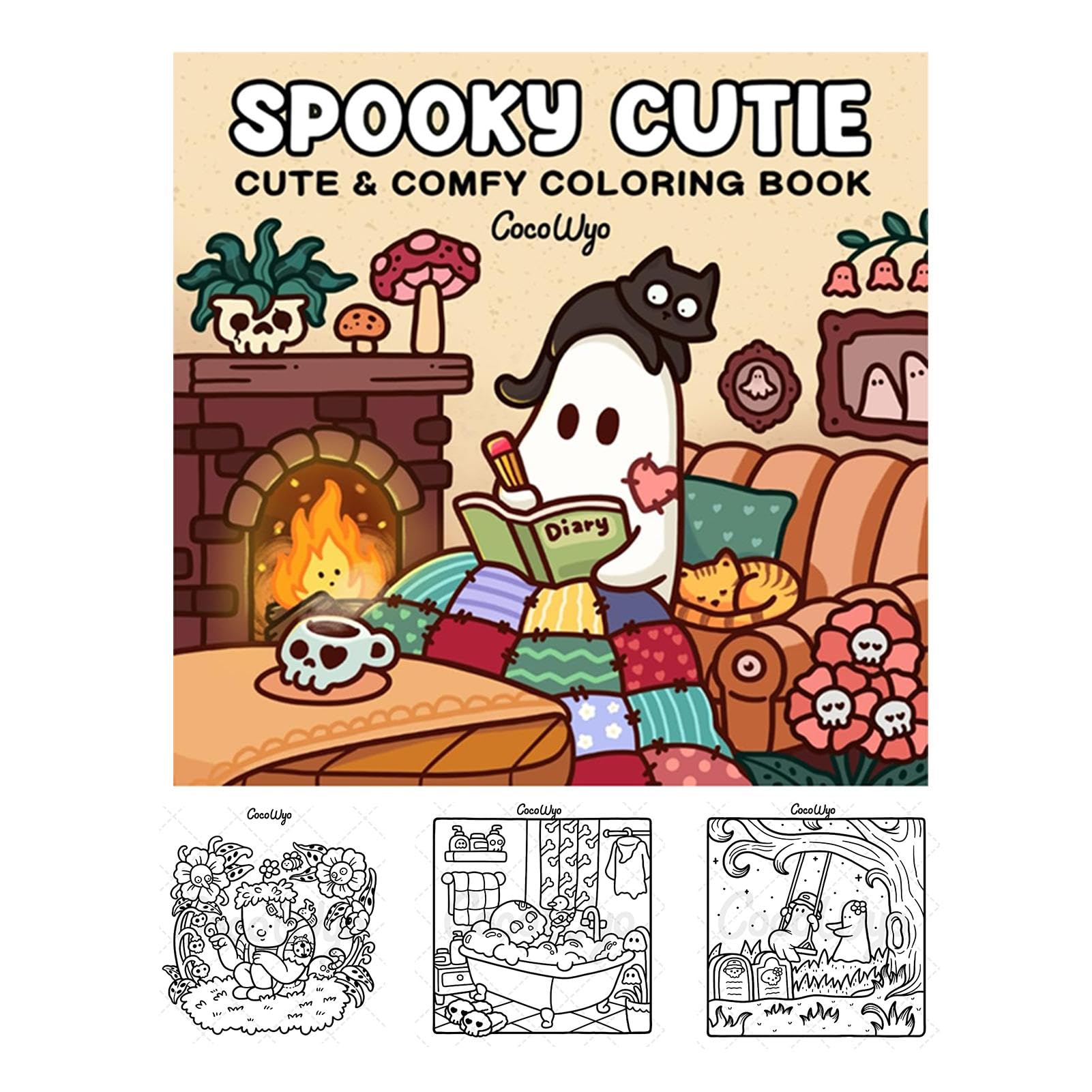 Oseczmut Halloween Spooky Coloring Book for Adults & Teens - Cute Cartoon Coloring Pages with Spooky Themes | Perfect for Halloween Parties, Stress Relief & Creative Art Therapy