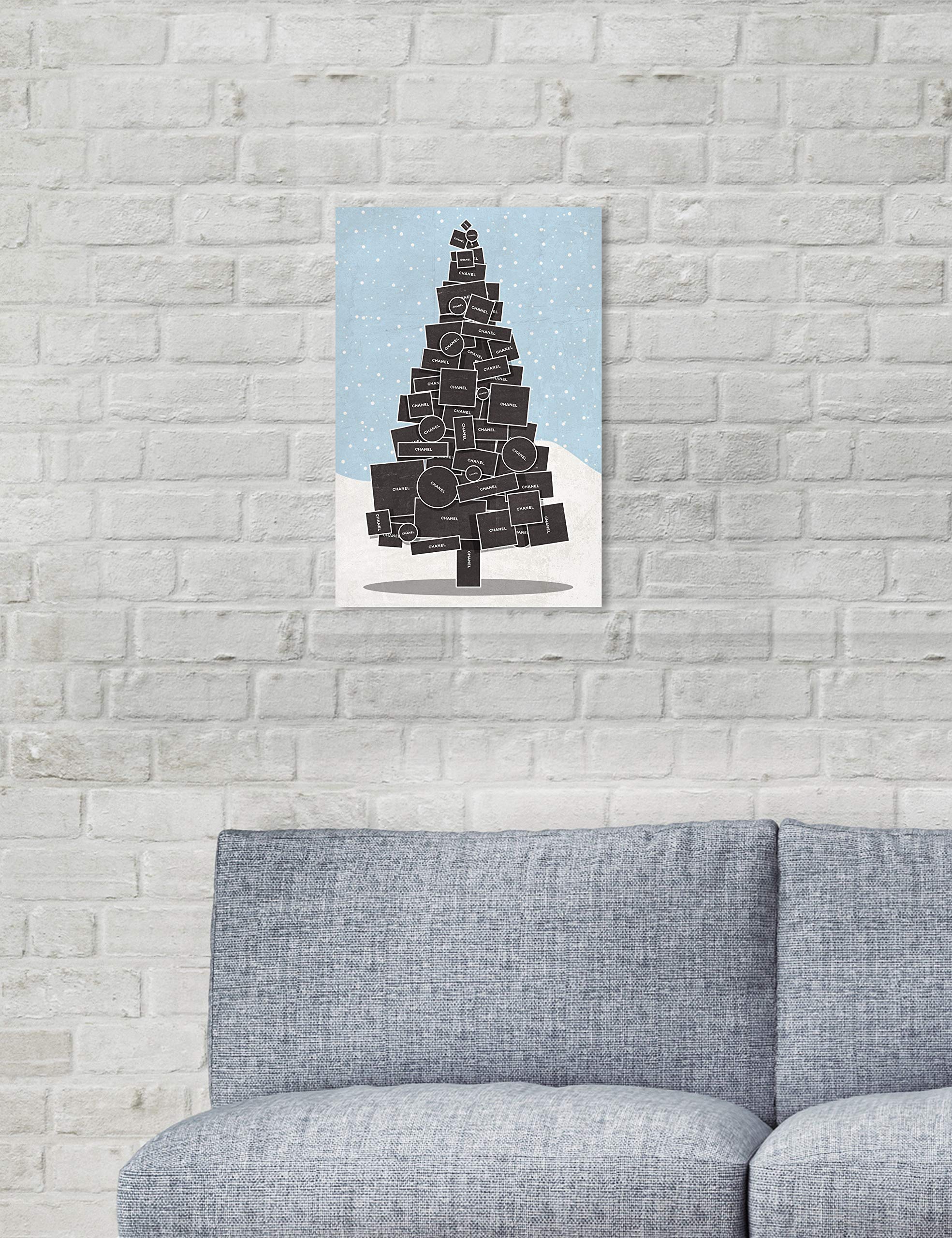 Oliver Gal Artist Co. 'White Christmas' Wall Art Canvas Print - 10x15 Inch Holiday Home Decor in Black & Blue - Perfect for Living Room, Bedroom & Office Decorations
