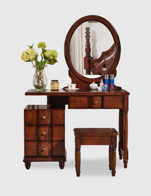 CHARLOTTE Hilton American Country Style Vanity Dressing Table with Mirror - Perfect for Bedroom Makeup & Jewelry Organization