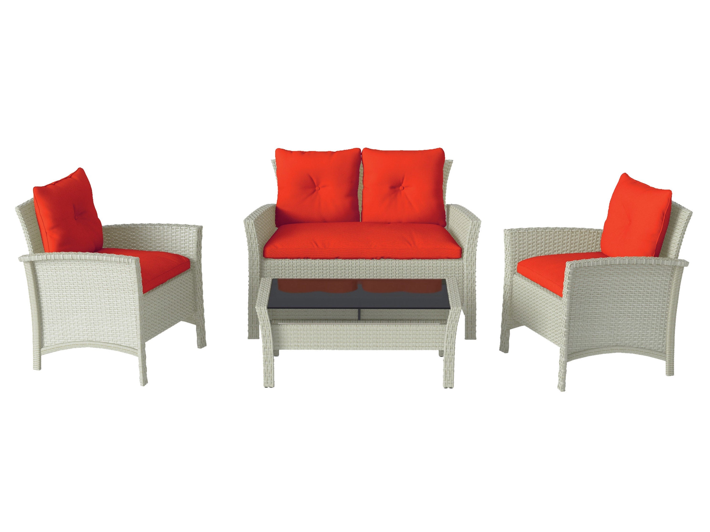 4-Piece Wicker Patio Furniture Set - Outdoor Rattan Sofa & Coffee Table - Perfect for Garden, Poolside, or Backyard Relaxation