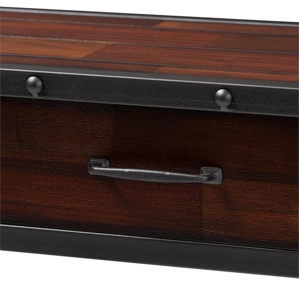 BOWERY HILL 2-Drawer Wood and Metal Sideboard Server in Walnut Brown - Stylish Buffet Cabinet for Dining Room, Living Room, or Entryway Storage