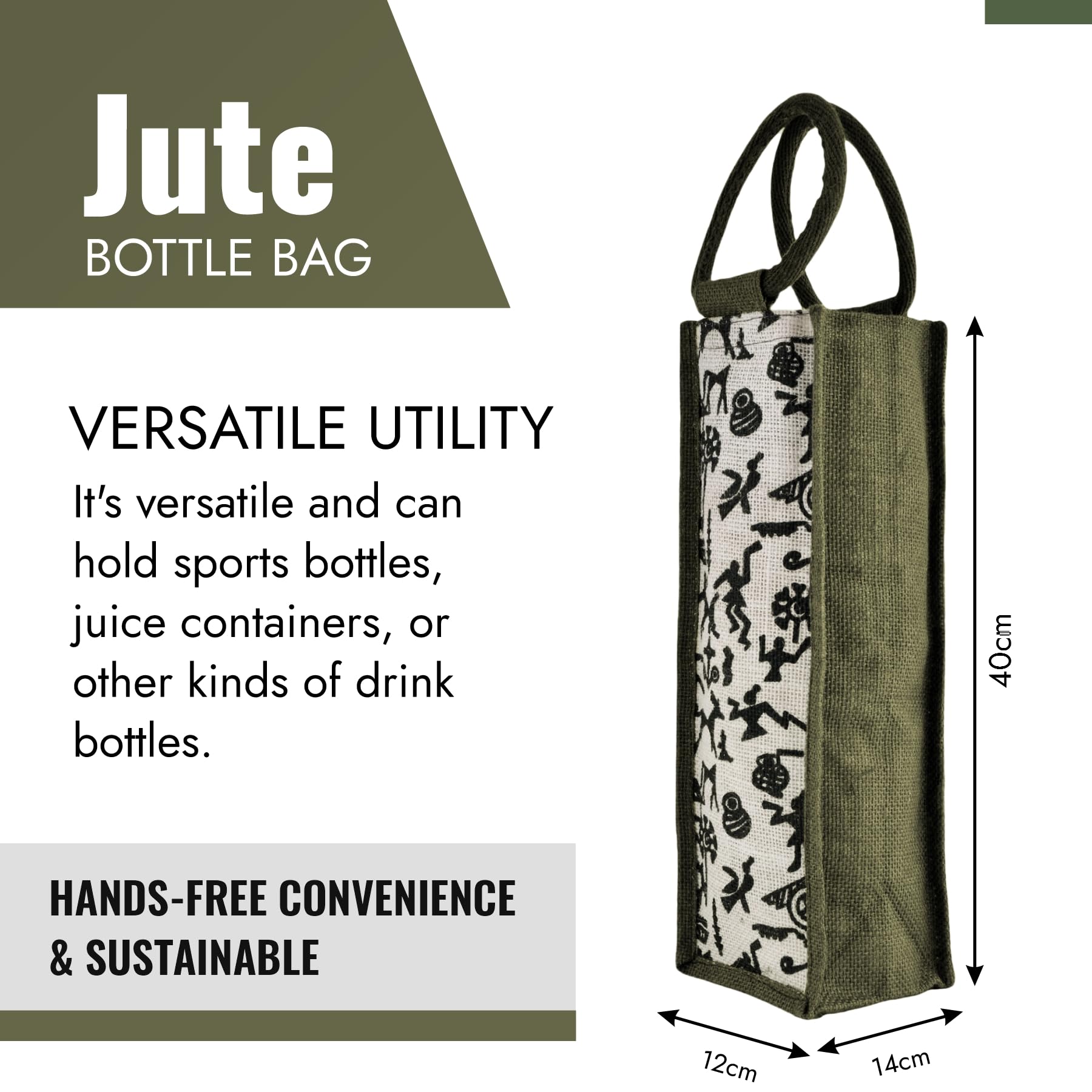 Kuber Industries Insulated Lunch Bag & Water Bottle Holder Combo Set - 2-Piece Reusable Jute Tote for Office, School & Picnic - Eco-Friendly Food & Drink Storage Organizer