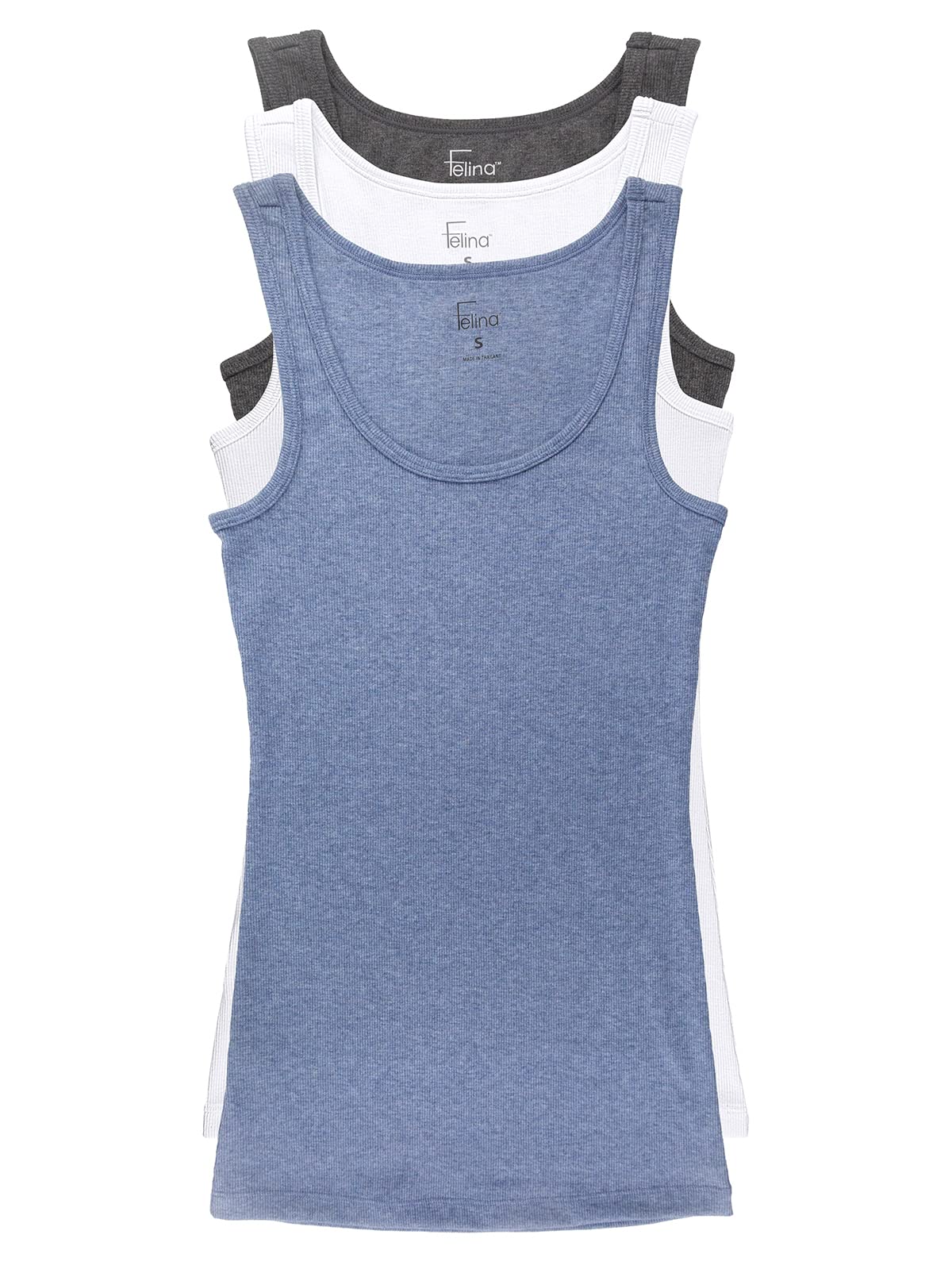 Felina Women's Cotton Ribbed Tank Top - Soft & Comfortable Workout & Casual Wear - Multiple Colors Available - Perfect for Yoga, Gym, and Everyday Outfits